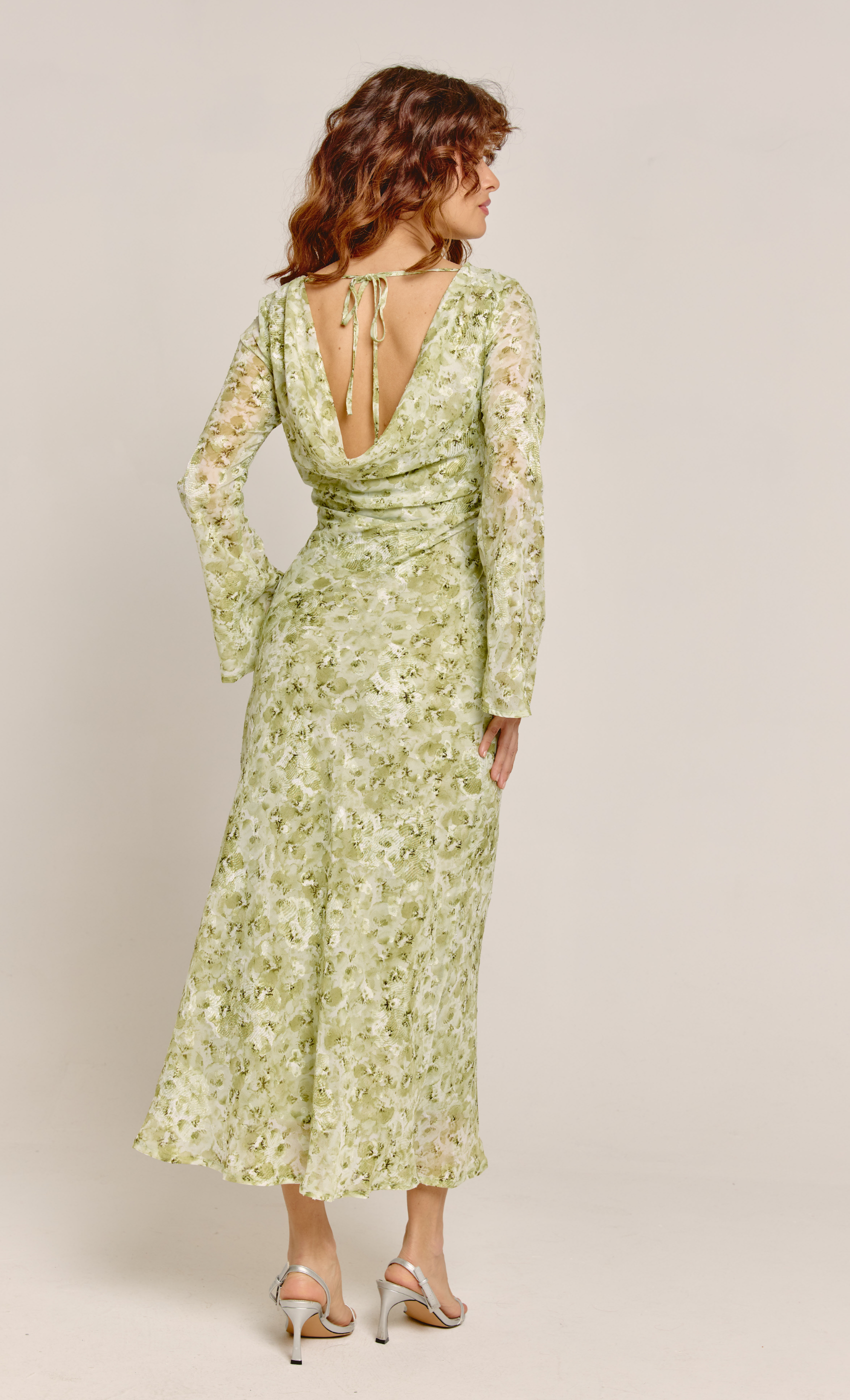 rare london green dress Bias Cowl Back Maxi – brands