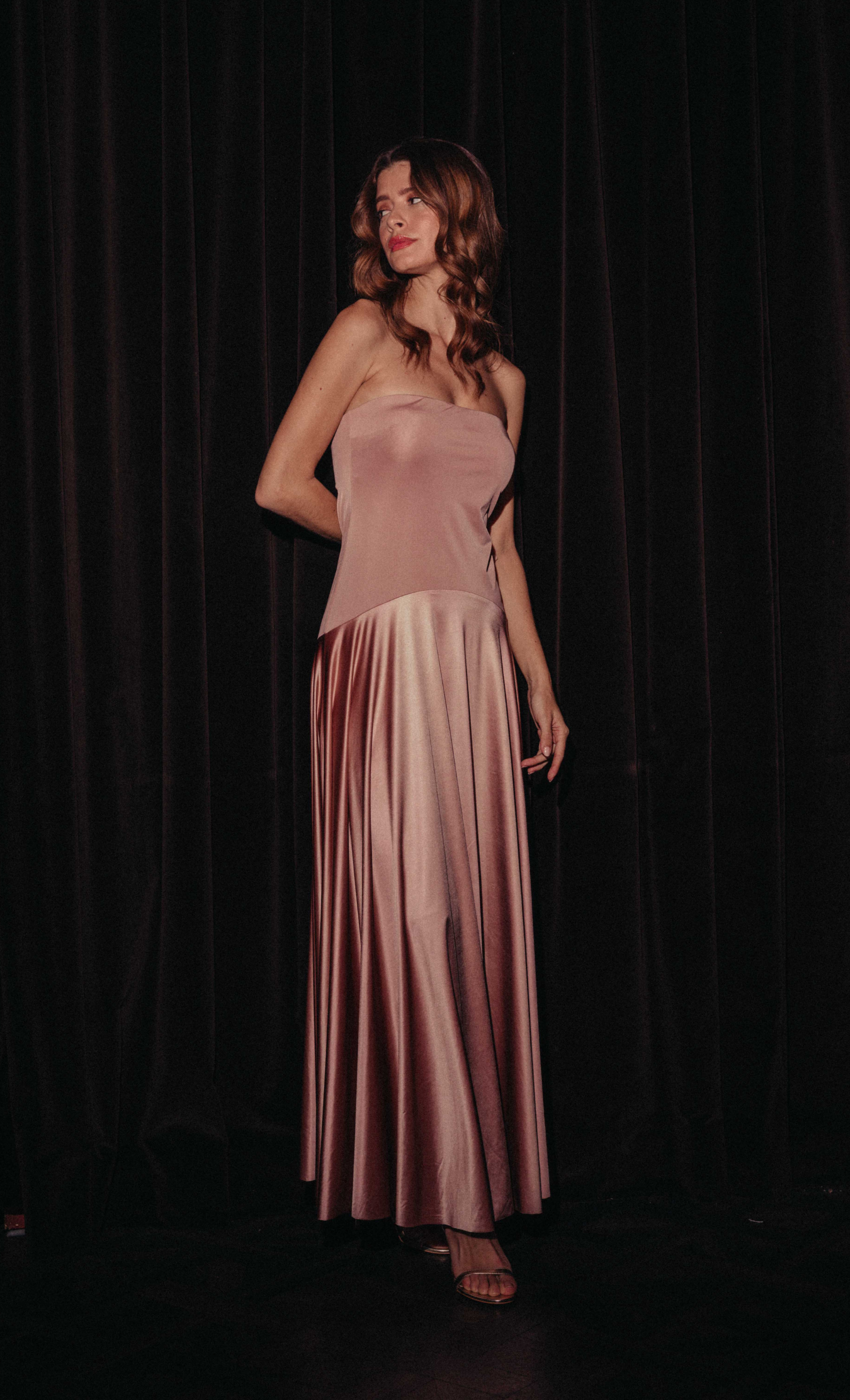 RARE London Women's RARE London Women's Blush Curved Drop Waist Bandeau Maxi Dress 6