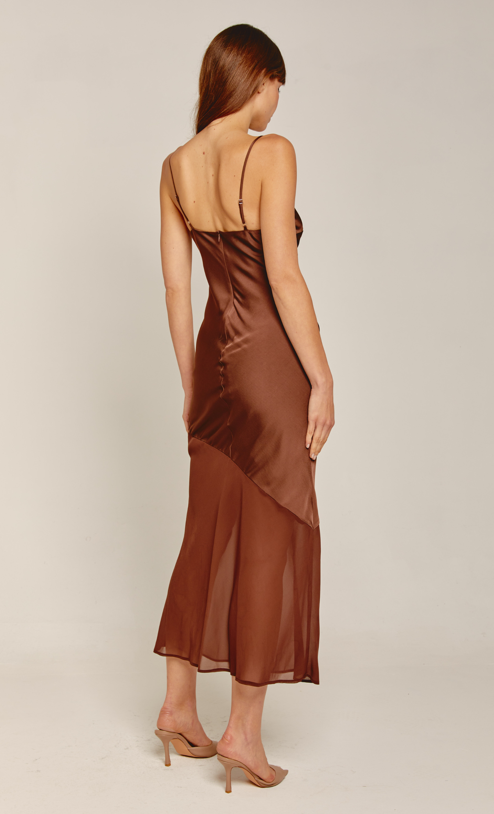 brown silk slip dress Rare London Women's Chocolate Satin Slip Maxi Dress 12