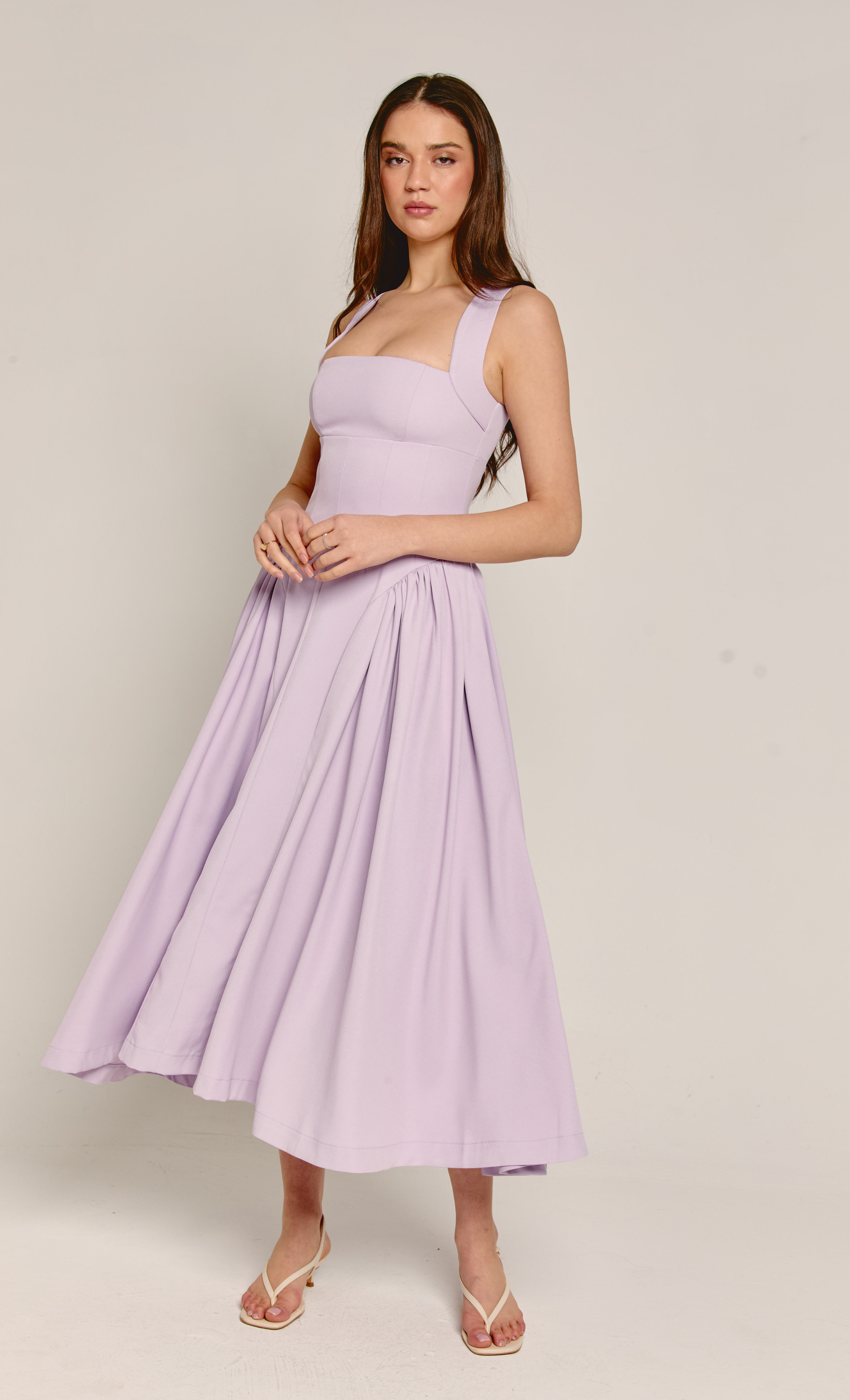 Lilac Gathered Hip Pocket Midaxi Dress Rare London Lilac Gathered Hip Pocket Midaxi Dress Rare London