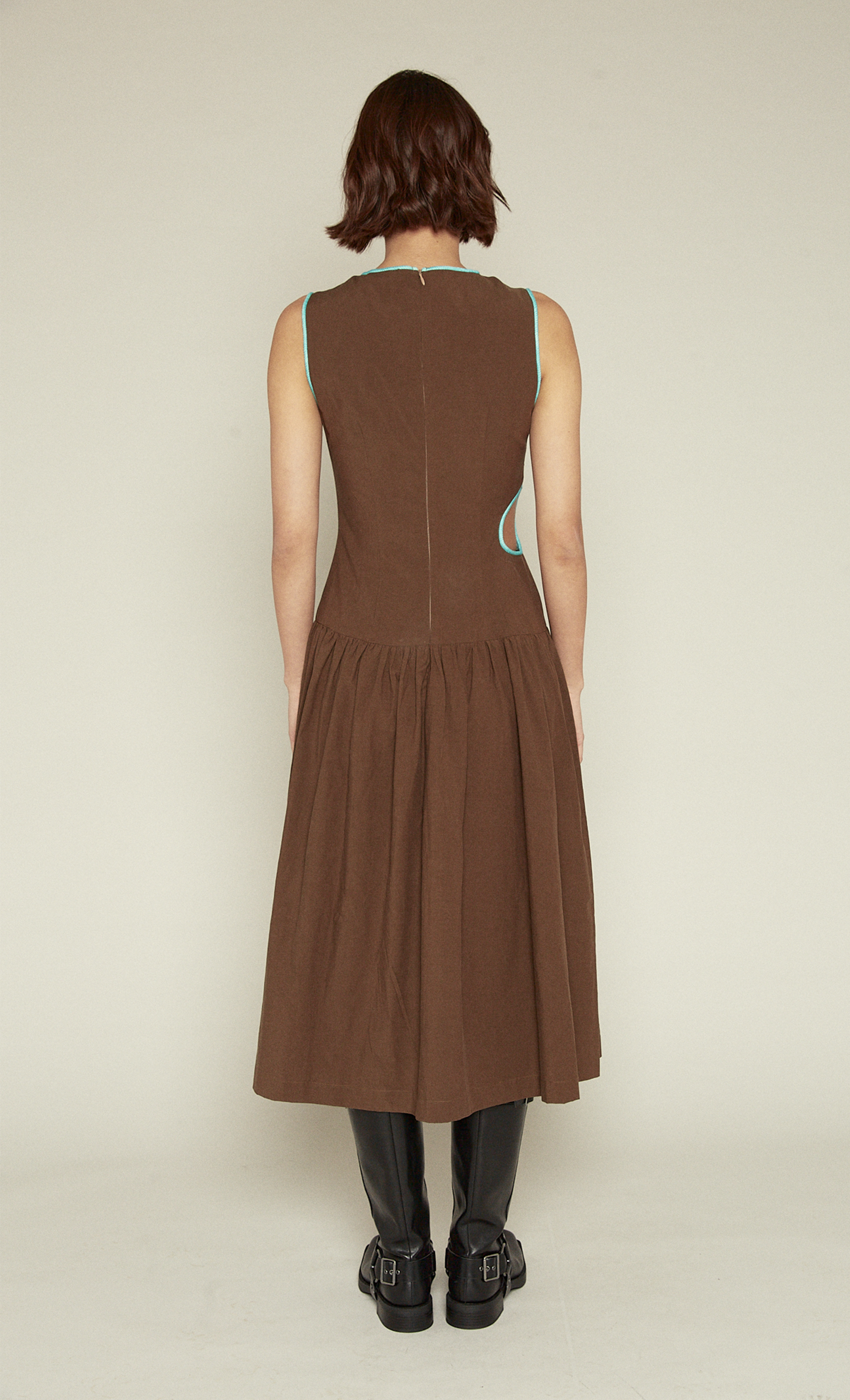 Brown Drop Waist Cutout Dress – Rare London