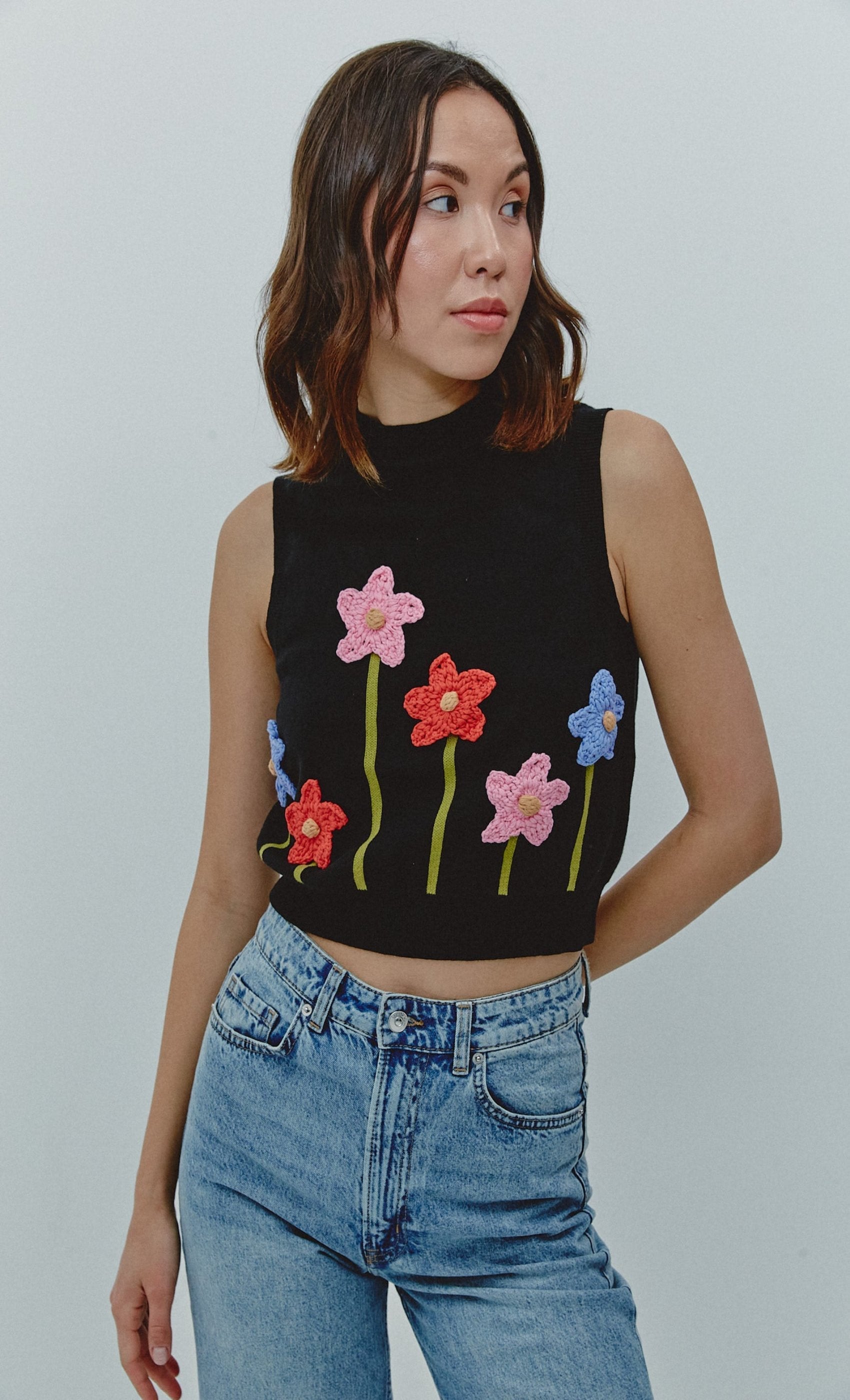 Fleur Crochet Flower Knit Vest | ANOTHER GIRL – Rare London