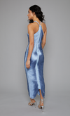 Baby Blue Fringe Detail Halter Maxi Dress