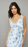Blue Cami-floral Lace Slip Maxi Dress