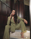 Olive Green Side Split Tailored Blazer