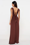 Brown Wide Leg Keyhole Jumpsuit