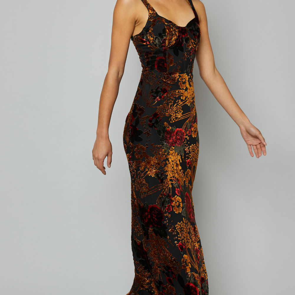 
                      
                        Brown Burnout Maxi Bias Cut Dress
                      
                    