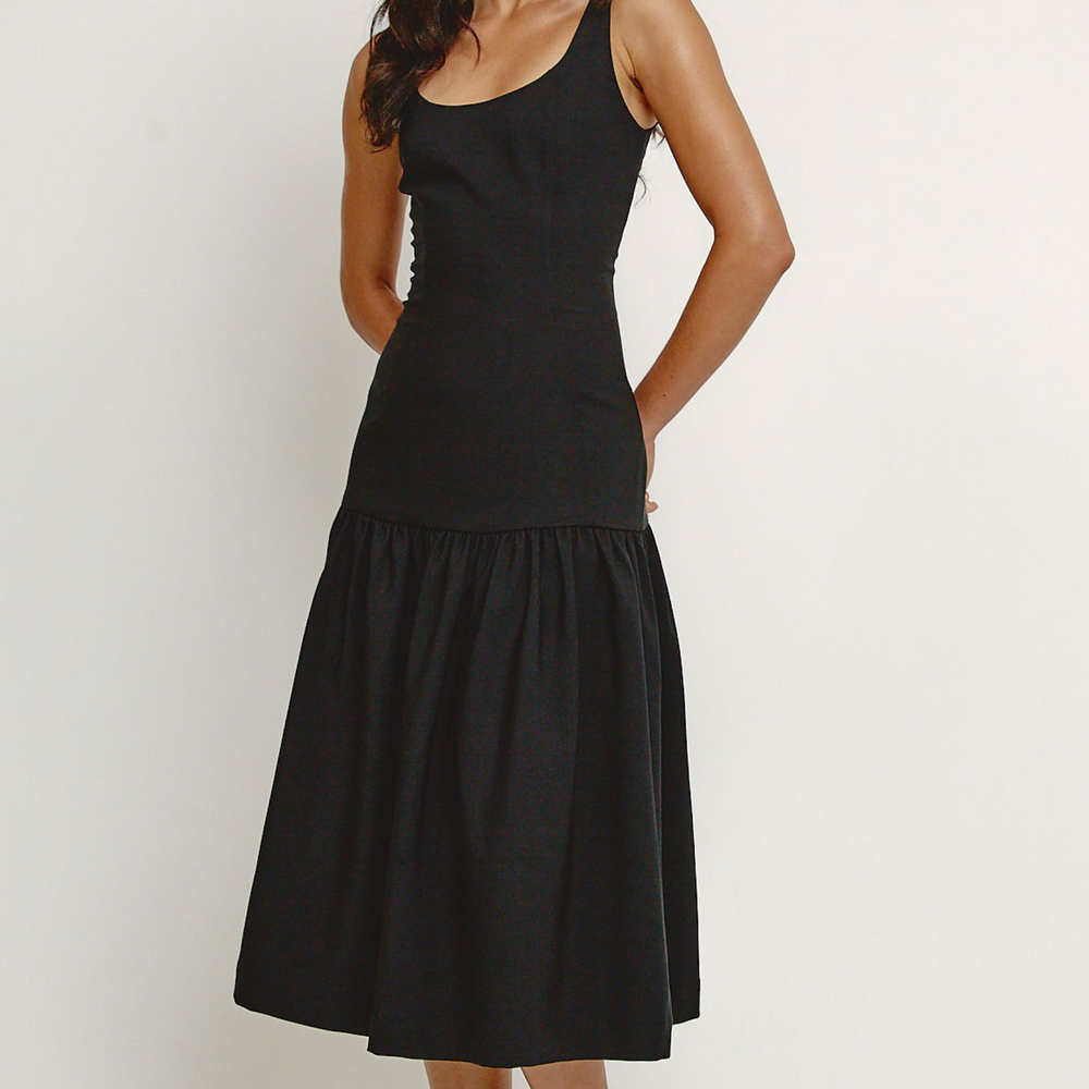 
                      
                        Black Drop Waist Midaxi Dress
                      
                    