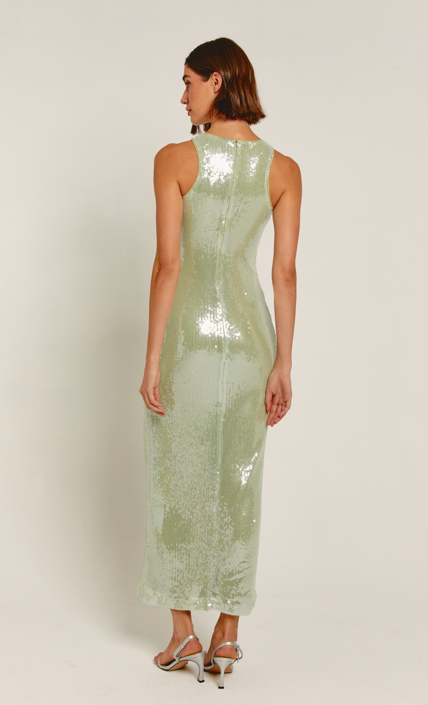 Sage Green Sequin Racer Back Maxi Dress Rare London Sage Green Sequin Racer Back Maxi Dress Rare London