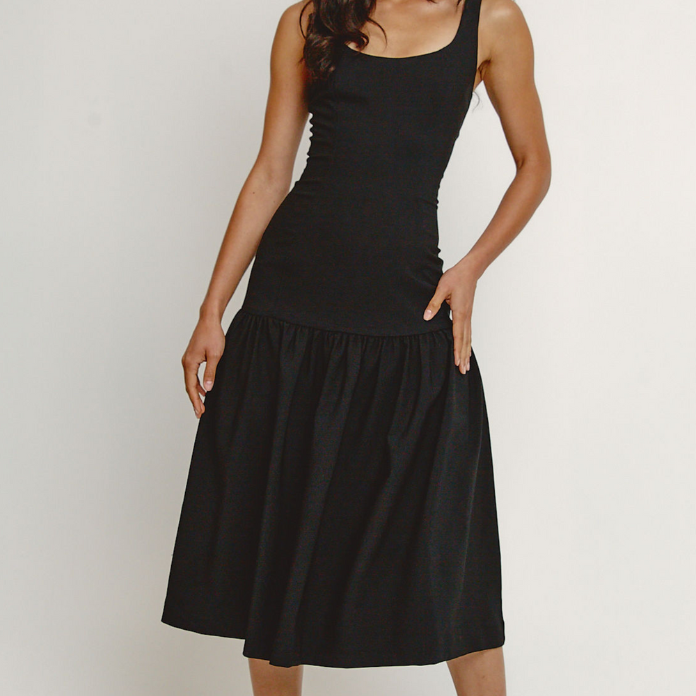 
                      
                        Black Drop Waist Midaxi Dress
                      
                    