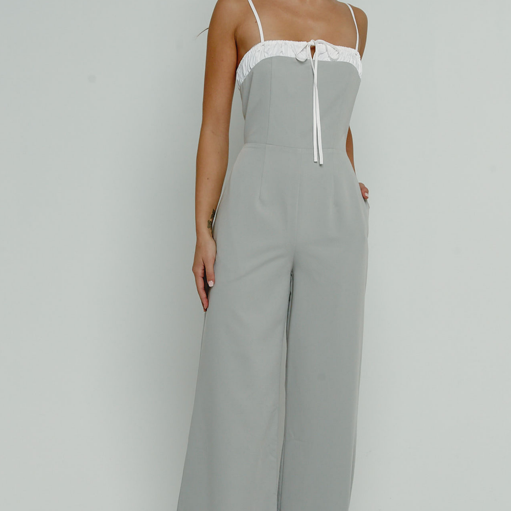 Grey Ruched Bust Jumpsuit