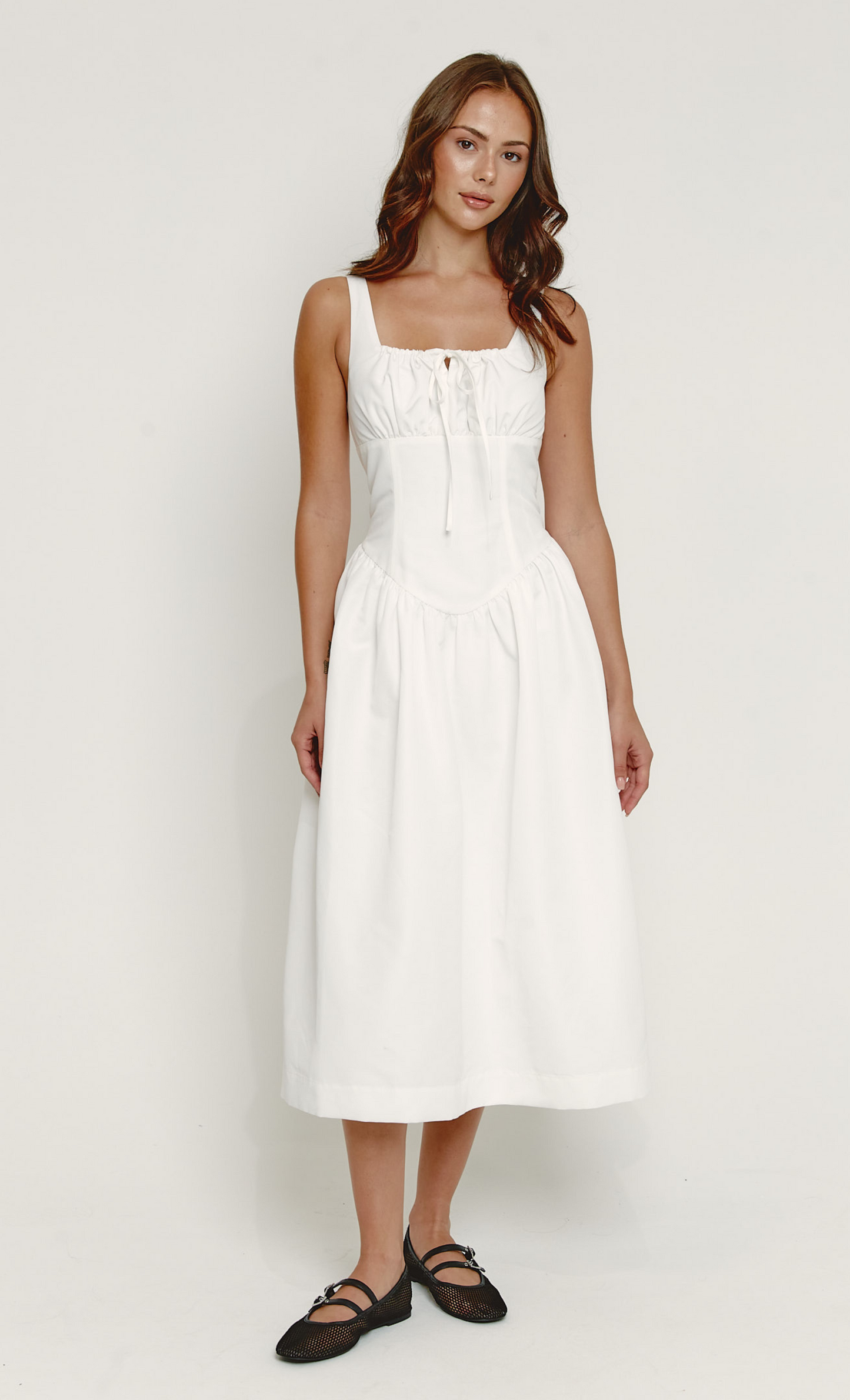 white tie front dress White Tie Front Detail Midaxi Dress