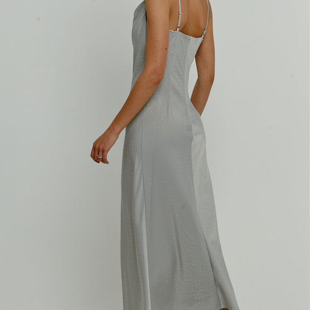 
                      
                        Silver Diamante Satin Slip Maxi Dress
                      
                    