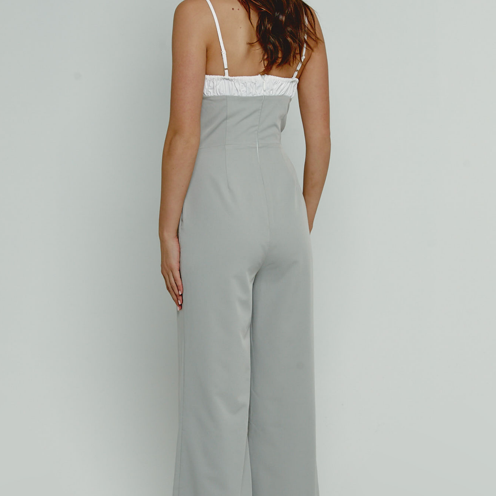 Grey Ruched Bust Jumpsuit