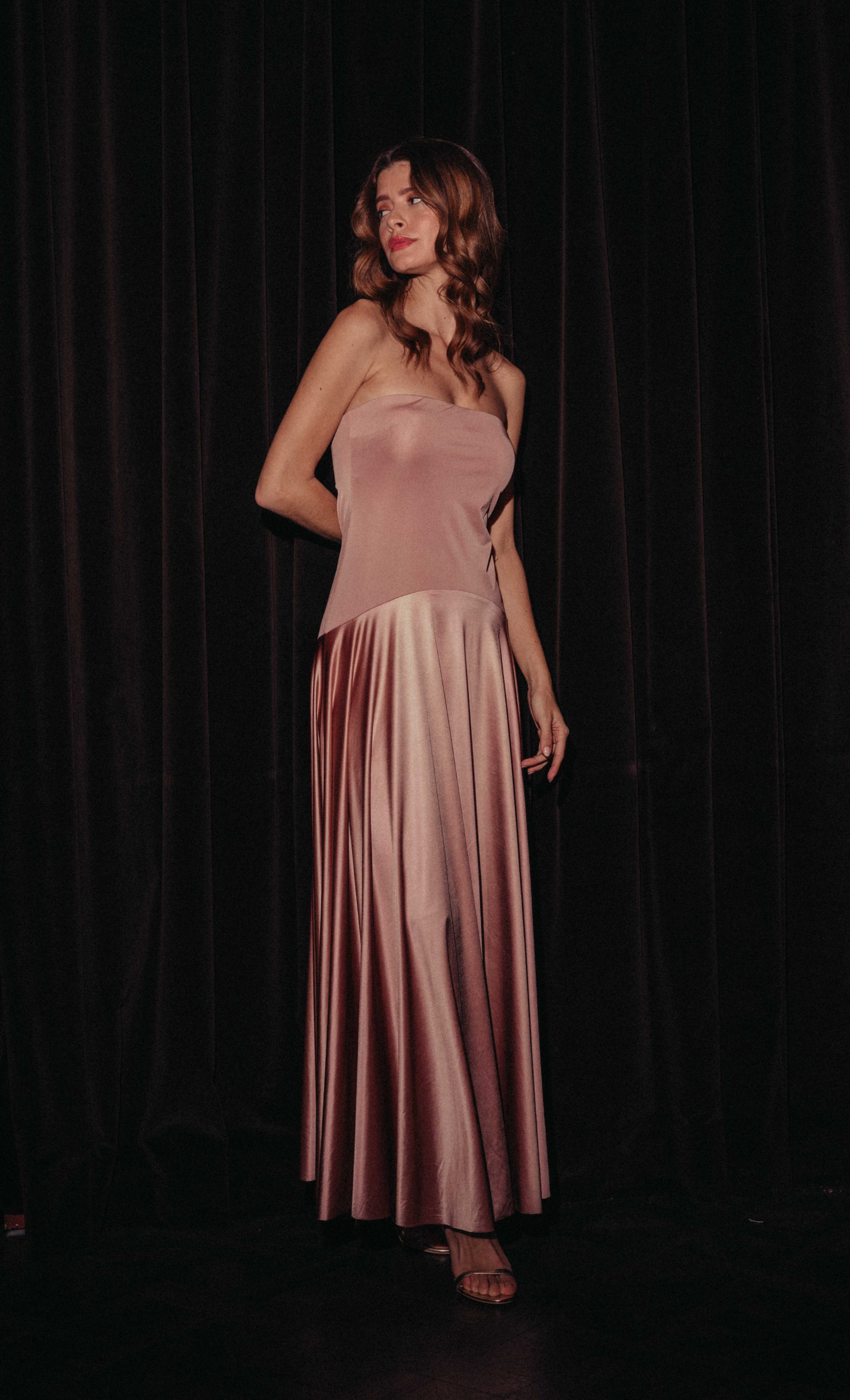RARE London Women's RARE London Women's Blush Curved Drop Waist Bandeau Maxi Dress 6 RARE London Women's RARE London Women's Blush Curved Drop Waist Bandeau Maxi Dress 6
