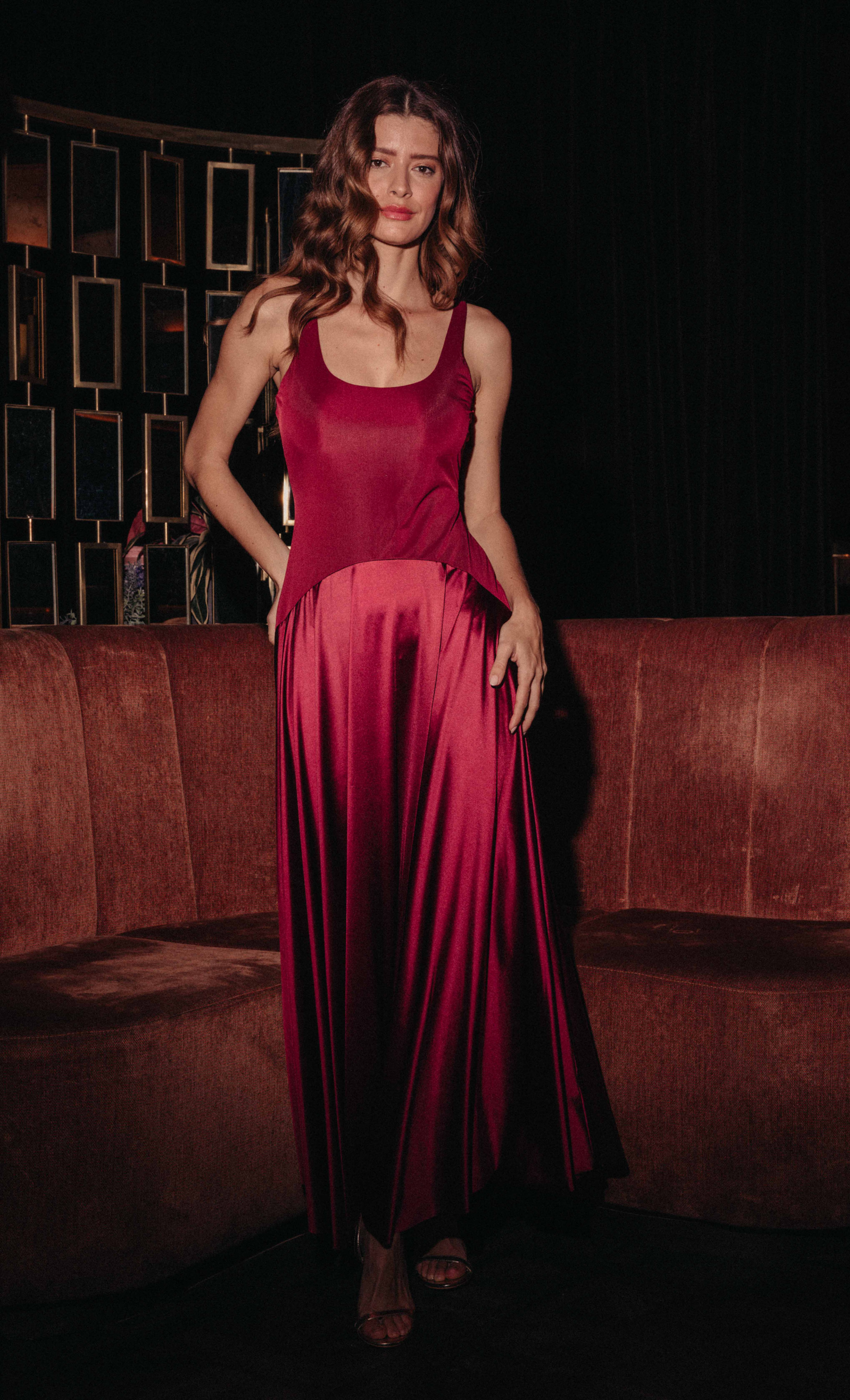 RARE London Women's RARE London Women's Wine Curved Drop Waist Maxi Dress 6 RARE London Women's RARE London Women's Wine Curved Drop Waist Maxi Dress 6