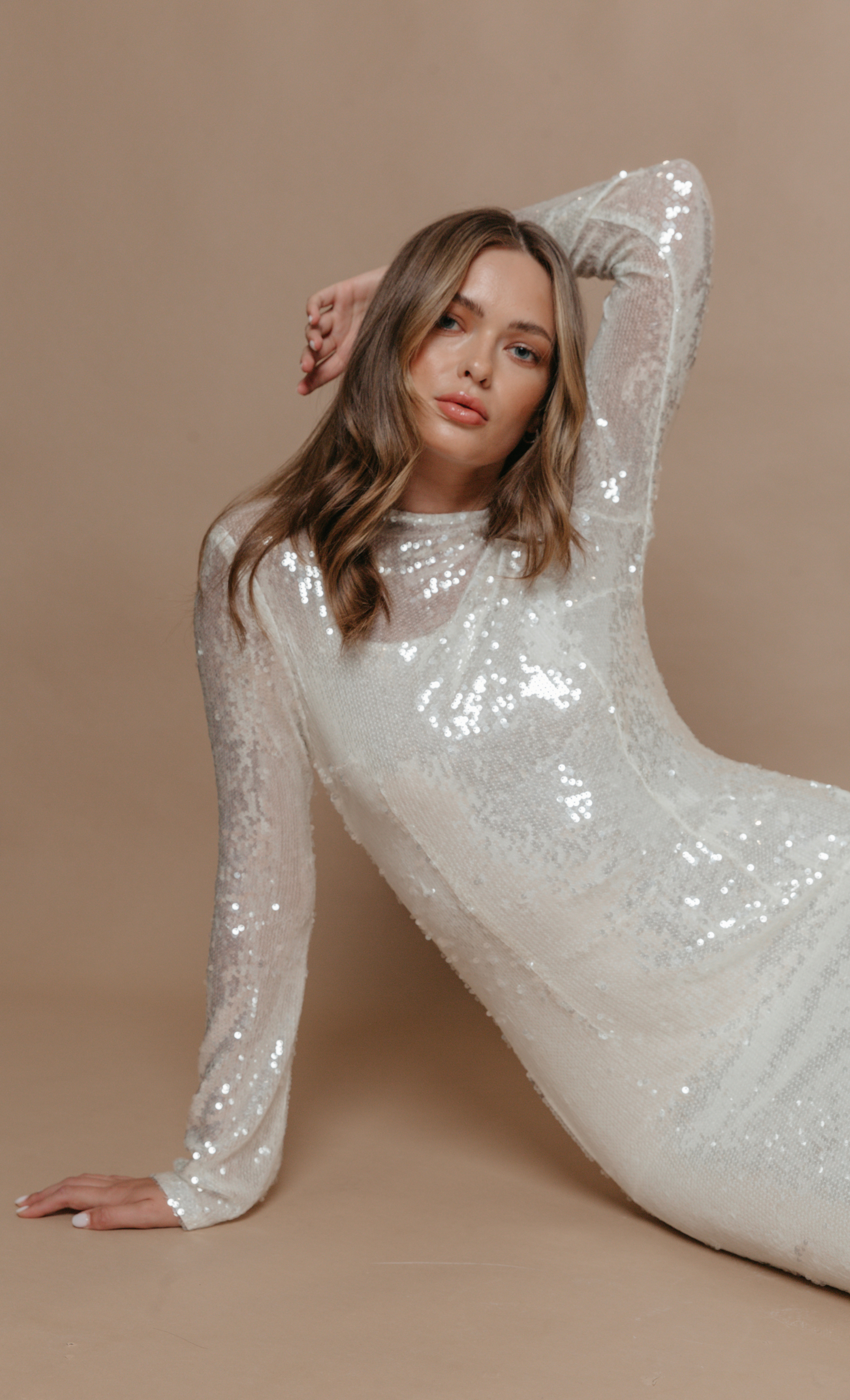 rare london sequin dress Rare London Women's Champagne Sequin Cutout Midi Dress 16