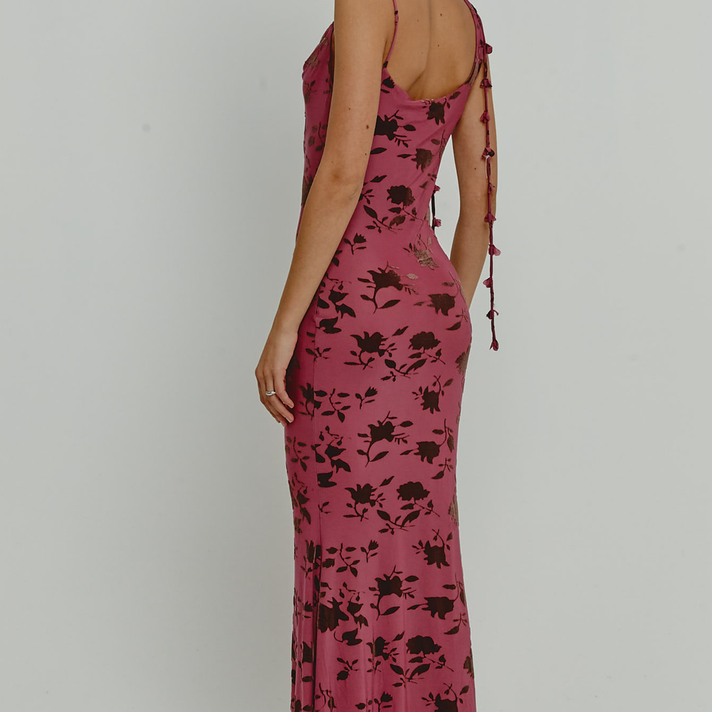 
                      
                        Mauve Burnt Devore Asymmetric Maxi Dress
                      
                    