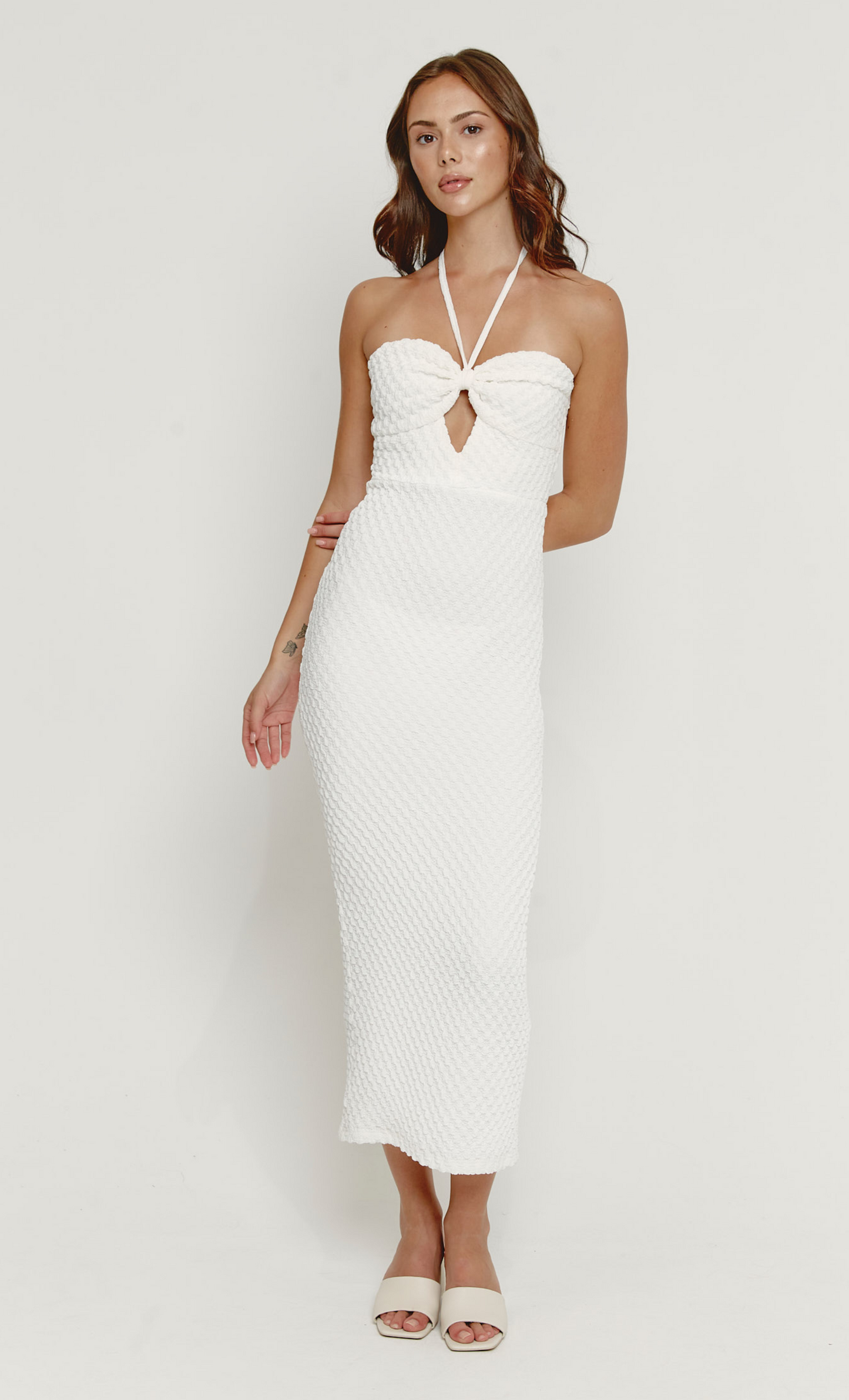 midaxi cut out dress Black Bengaline Halterneck Cut Out Corset Midaxi Dress