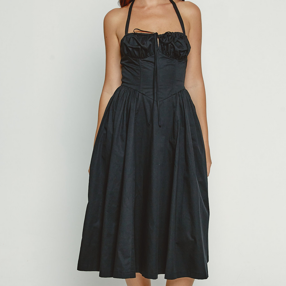 
                      
                        Black Halter Neck Midi Dress
                      
                    