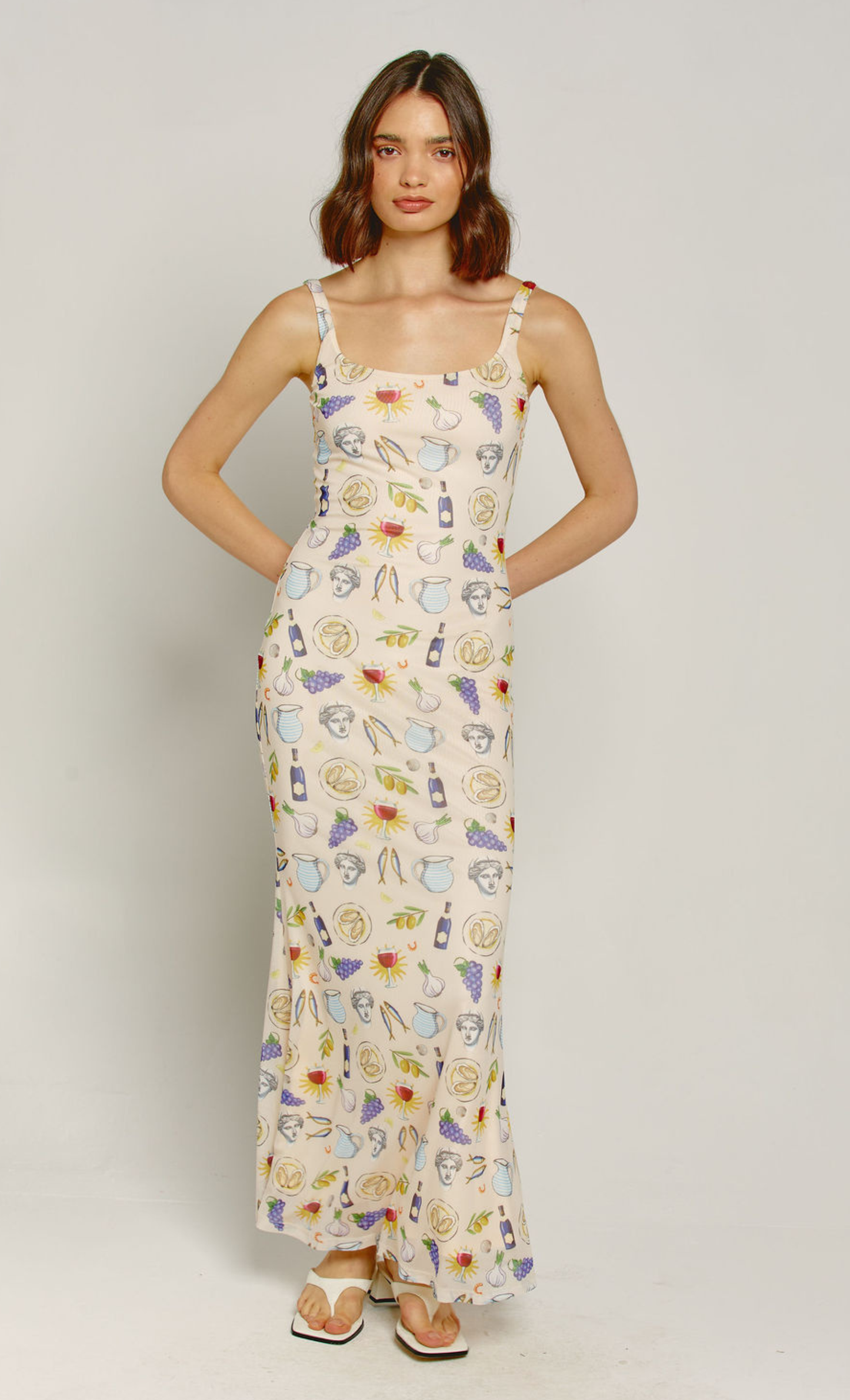 chinese dress ladies Cream Euro Summer Print Mesh Maxi Dress – Rare London