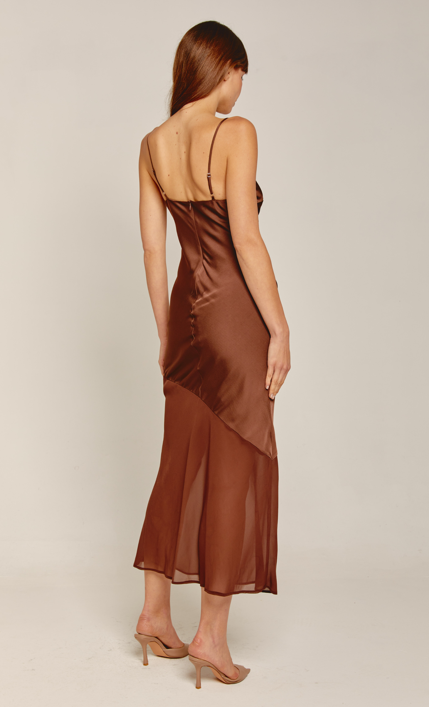 Rare London Women's Chocolate Satin Slip Maxi Dress 12 Rare London Women's Chocolate Satin Slip Maxi Dress 12