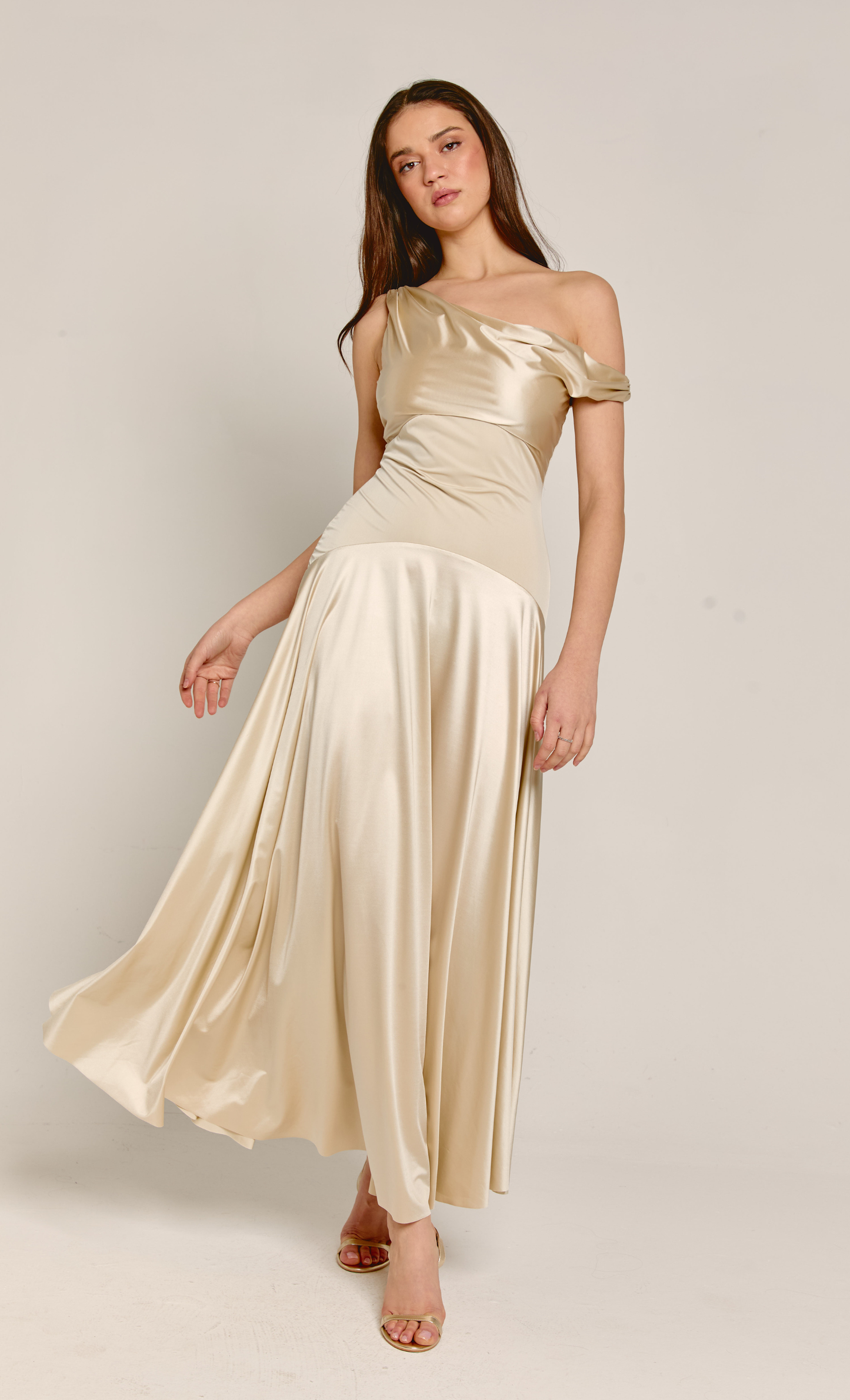 curved waist maxi dress rare london Butter Yellow Curved Drop Waist Maxi Dress Rare London