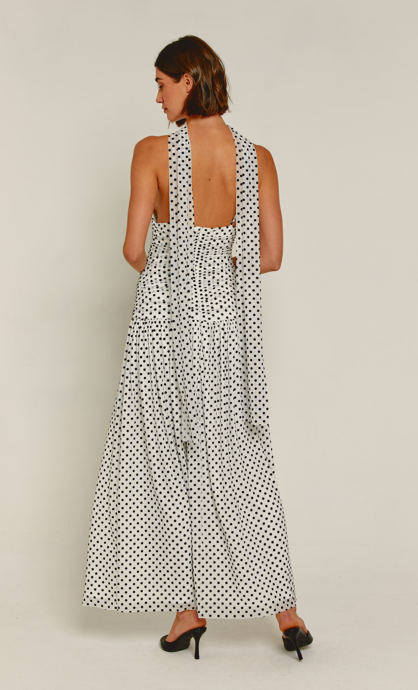 White Mesh Drop Waist Polka Dot Maxi Dress – Rare London