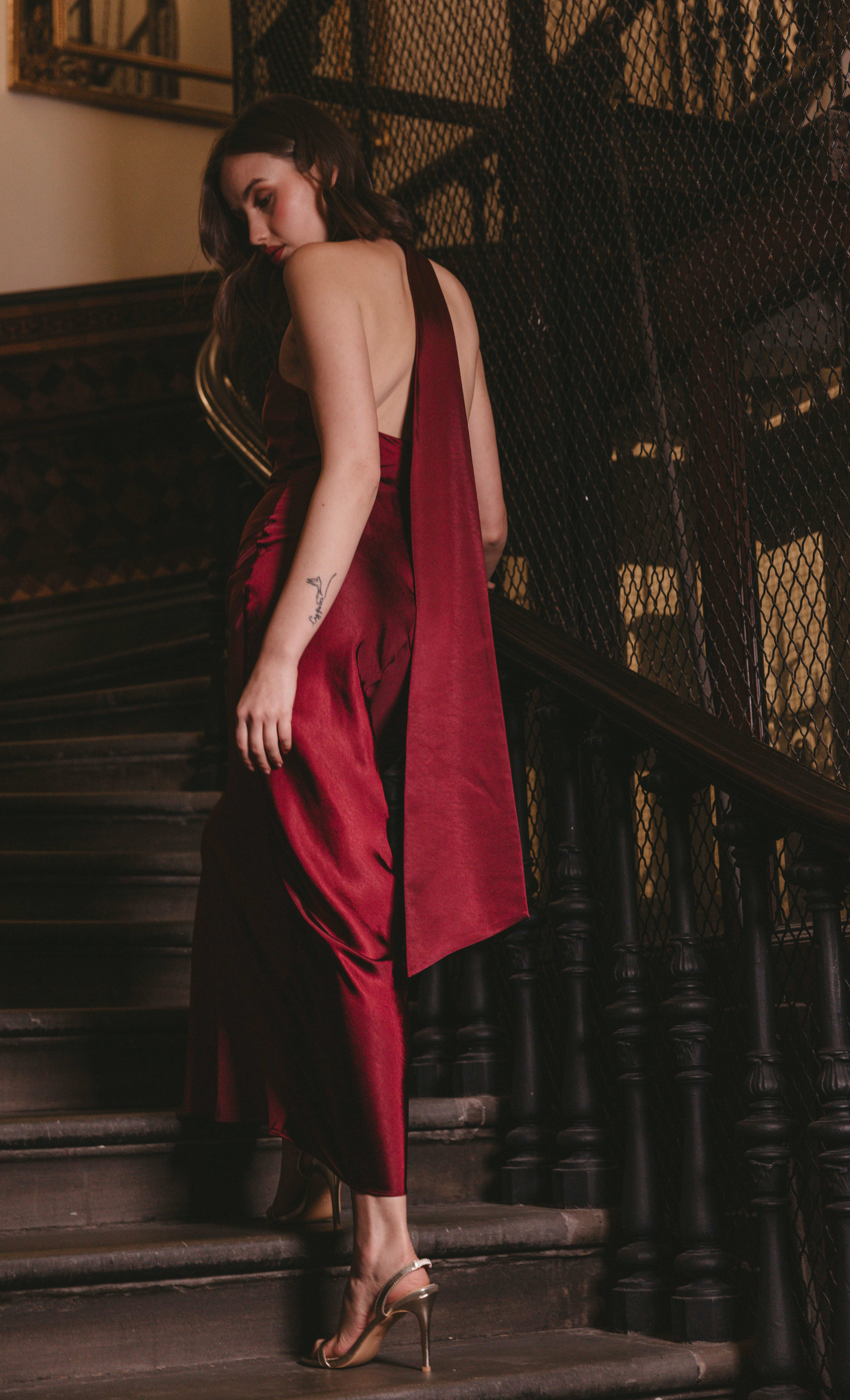 Wine Halter Neck Satin Maxi Dress Rare London Wine Halter Neck Satin Maxi Dress Rare London