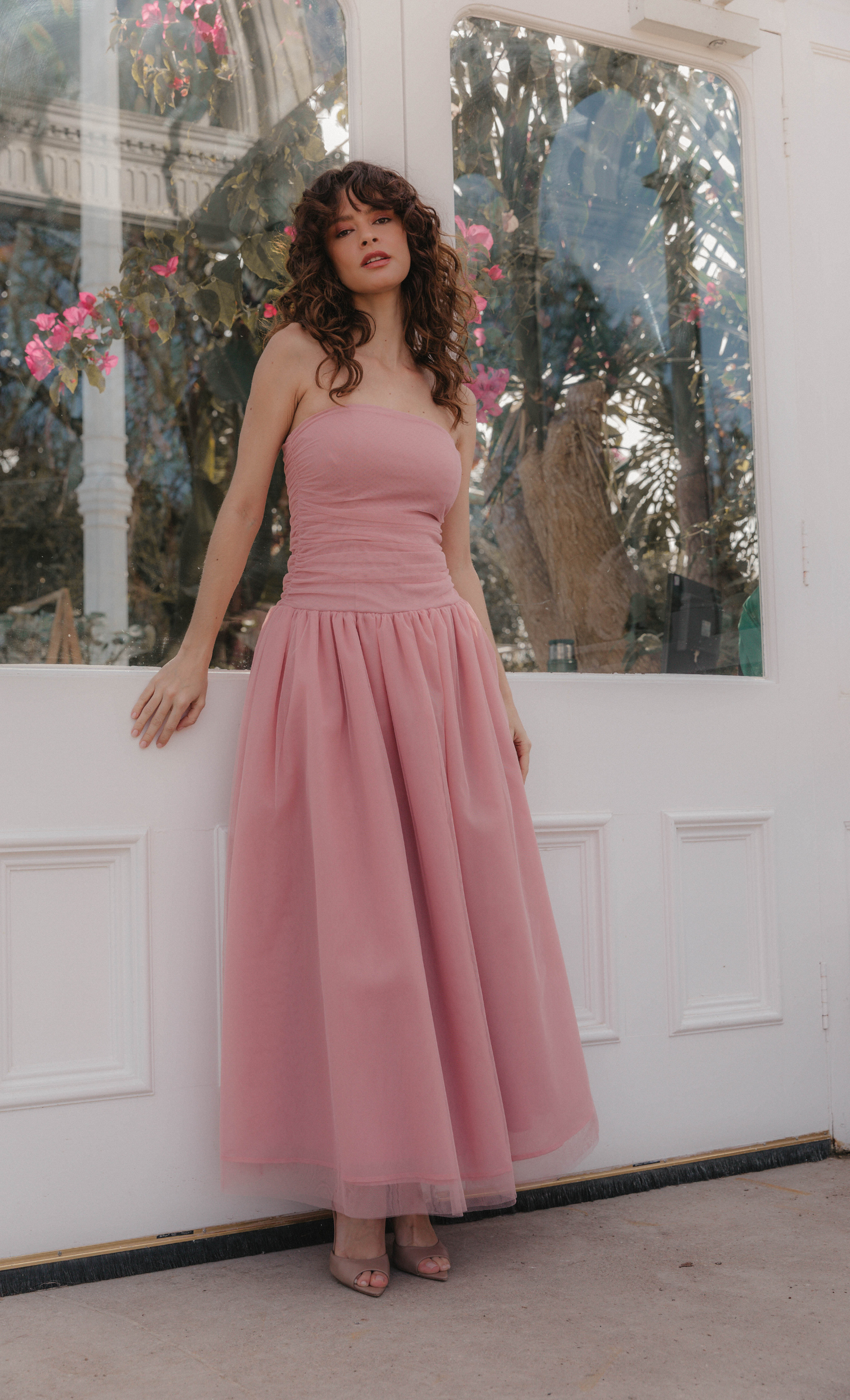 bandeau mesh dress Olive Petite Abstract Bandeau Mesh Maxi Dress