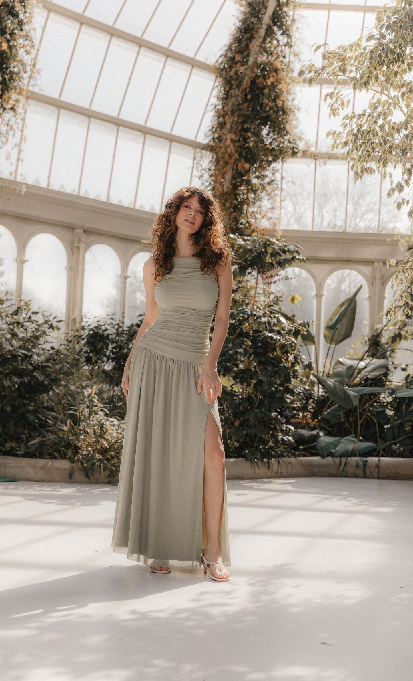 RARE London Women's RARE London Women's Sage Drop Waist Side Split Mesh Maxi Dress 14 RARE London Women's RARE London Women's Sage Drop Waist Side Split Mesh Maxi Dress 14