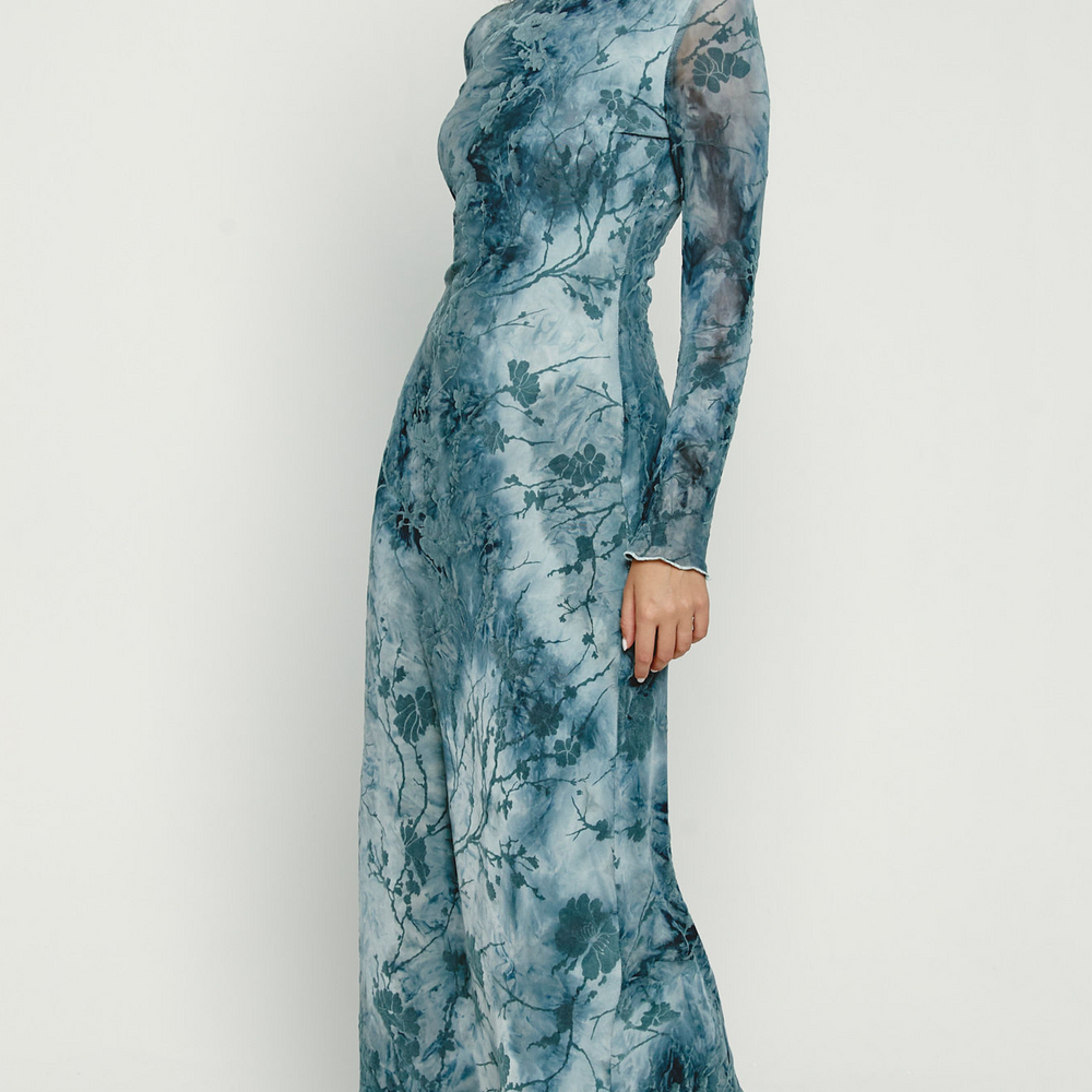 Blue Burnout Maxi Dress