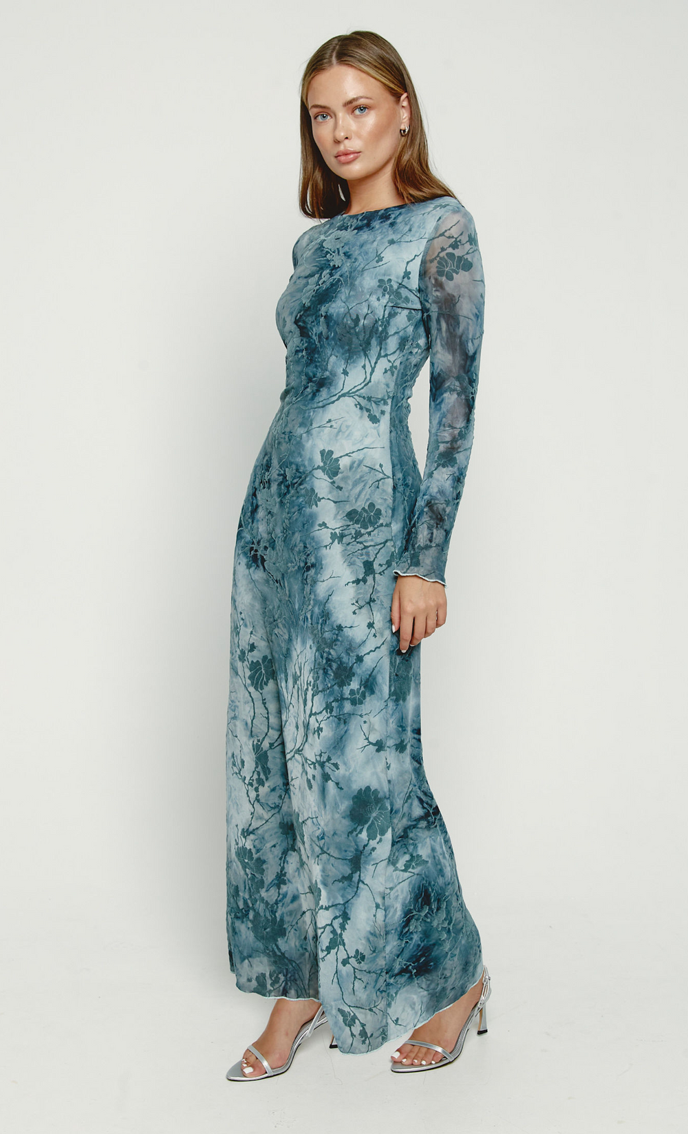 Blue Burnout Maxi Dress