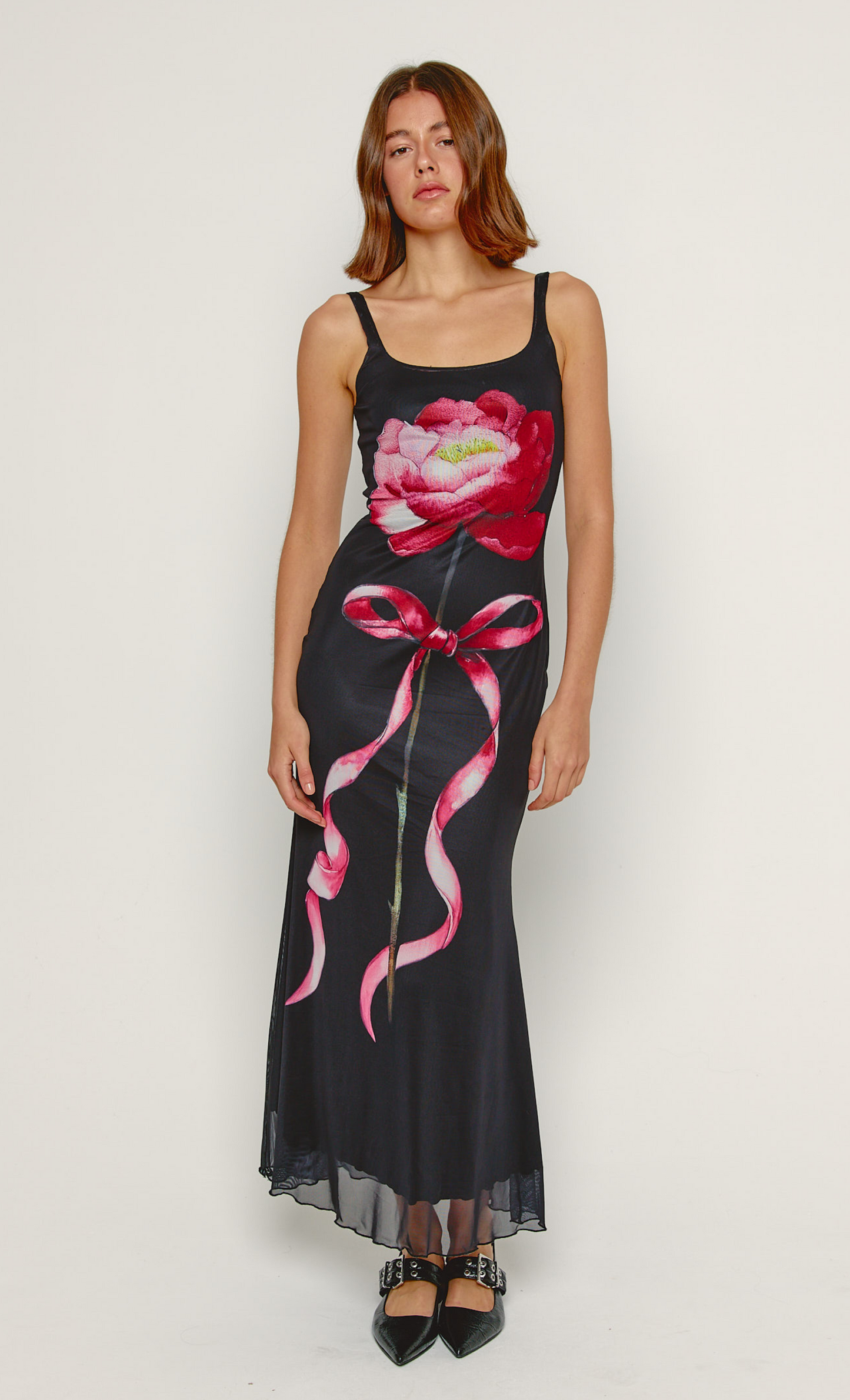 Black Digital Mesh Flower Maxi Dress | ANOTHER GIRL Rare London Black Digital Mesh Flower Maxi Dress | ANOTHER GIRL Rare London
