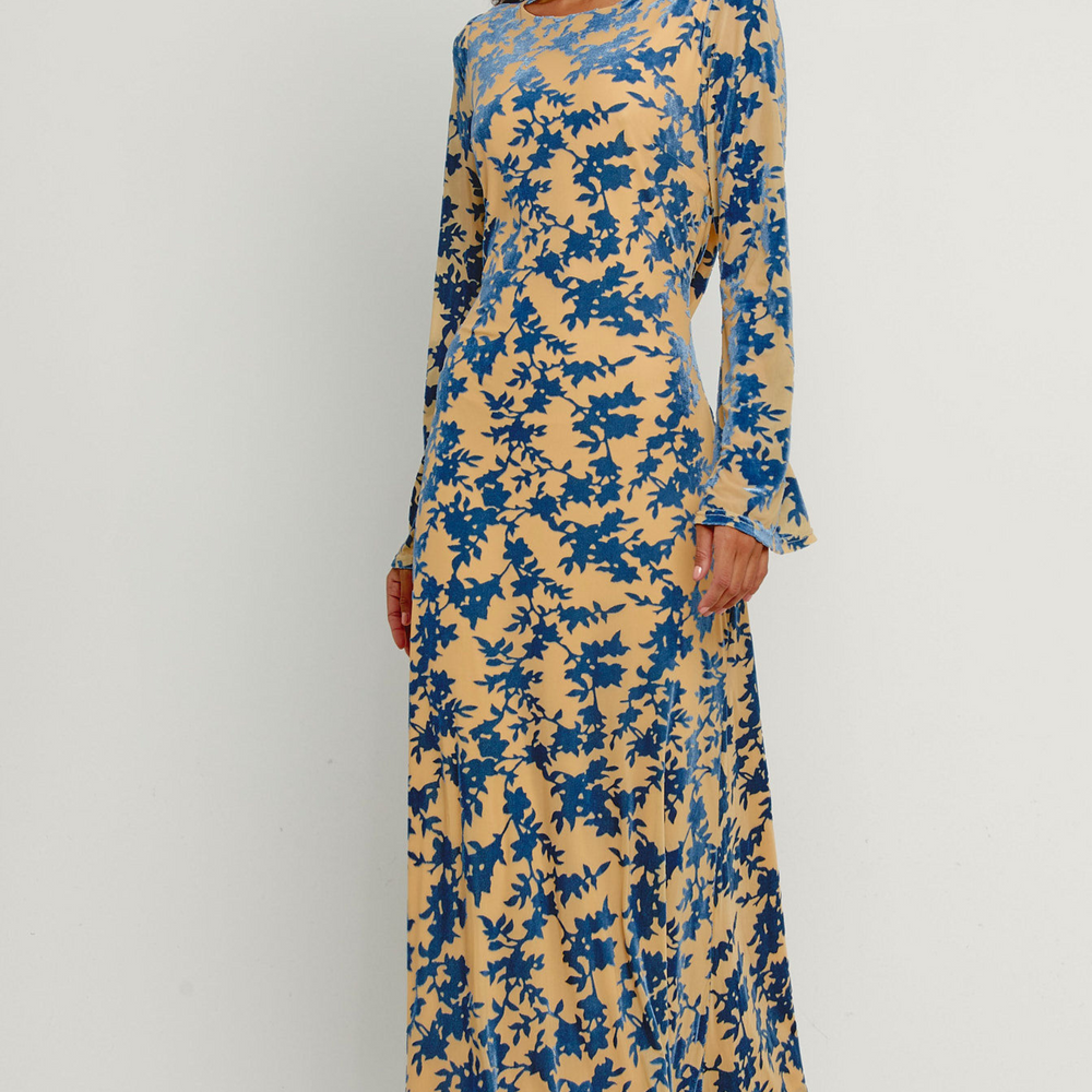 Long Sleeve Cowl Back Maxi Dress