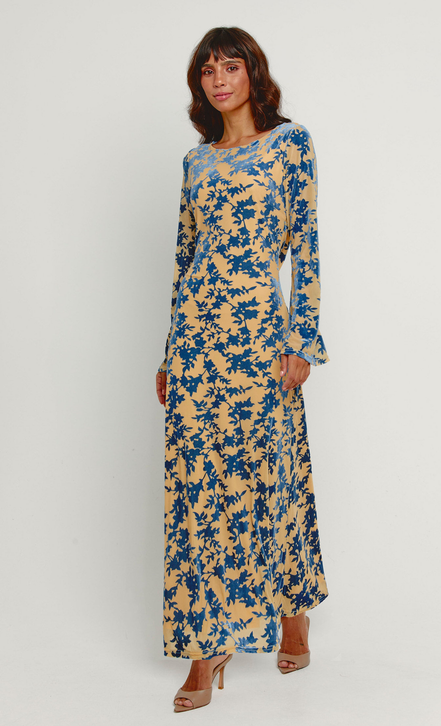 Long Sleeve Cowl Back Maxi Dress