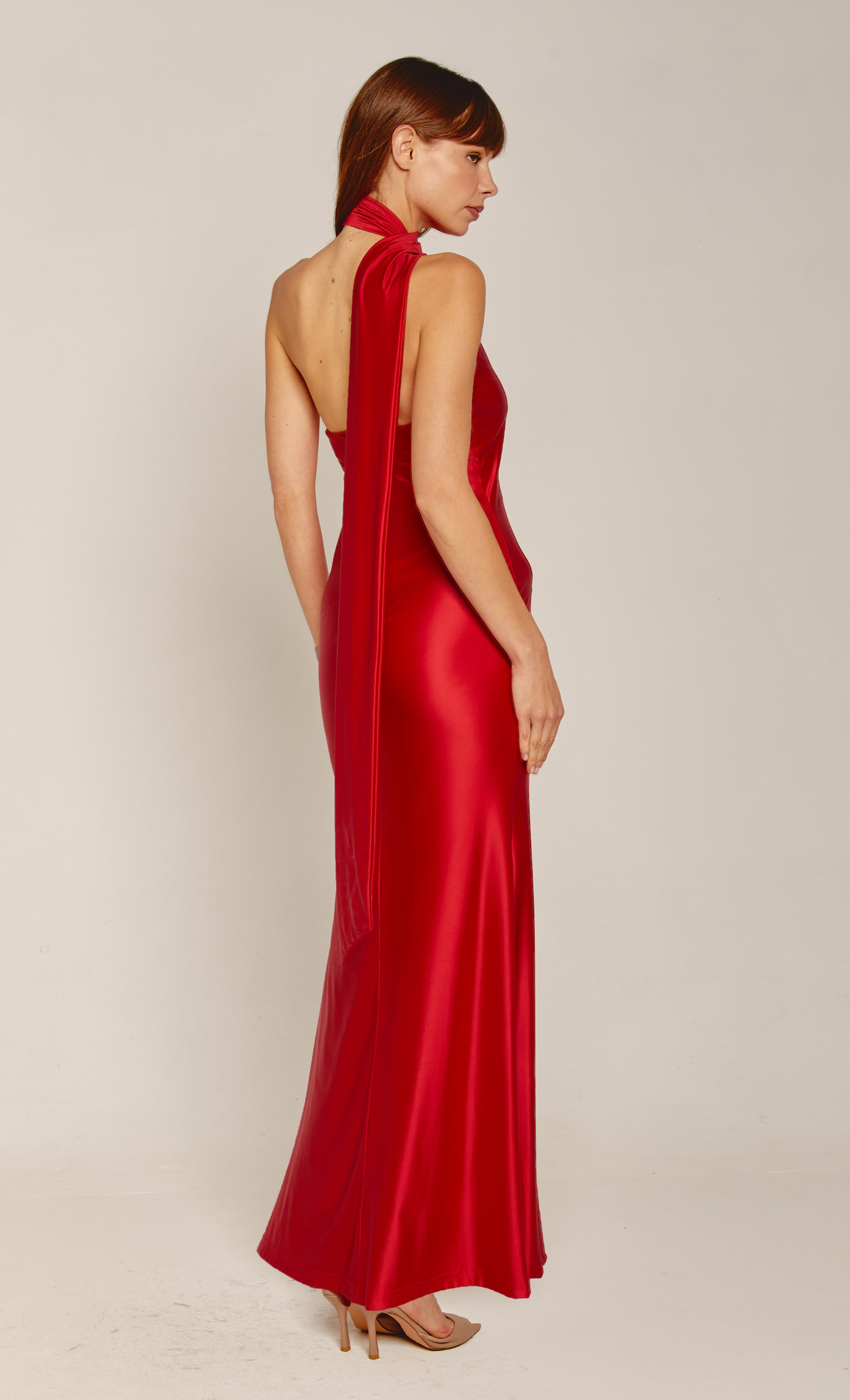 Red Asymmetric Scarf Maxi Dress - 16 Red Asymmetric Scarf Maxi Dress - 16