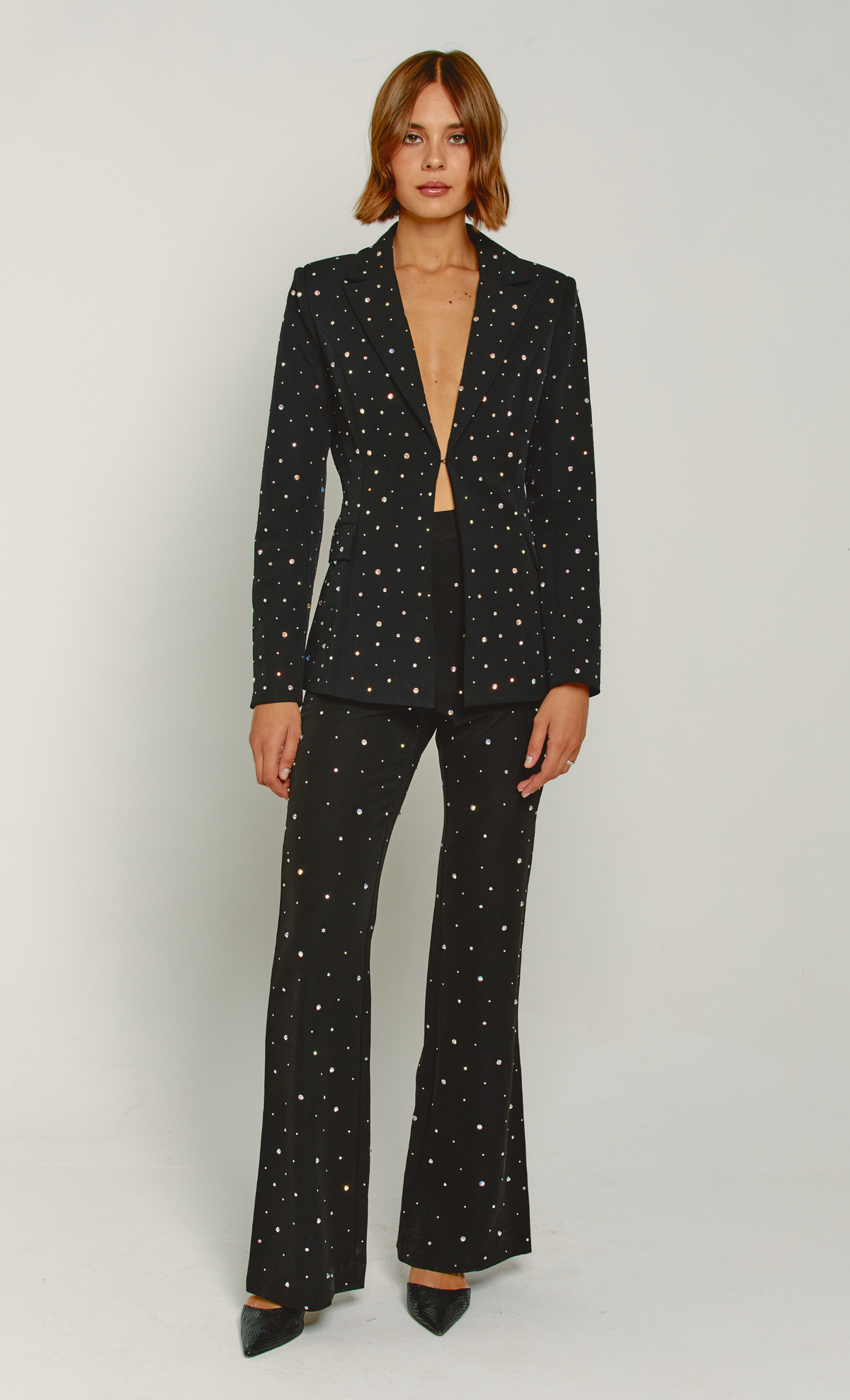 Diamante Embellished Flared Trousers