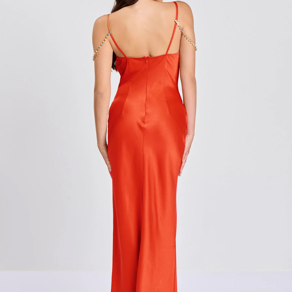 
                      
                        Burnt Orange Diamante Chain Slip Maxi Dress
                      
                    