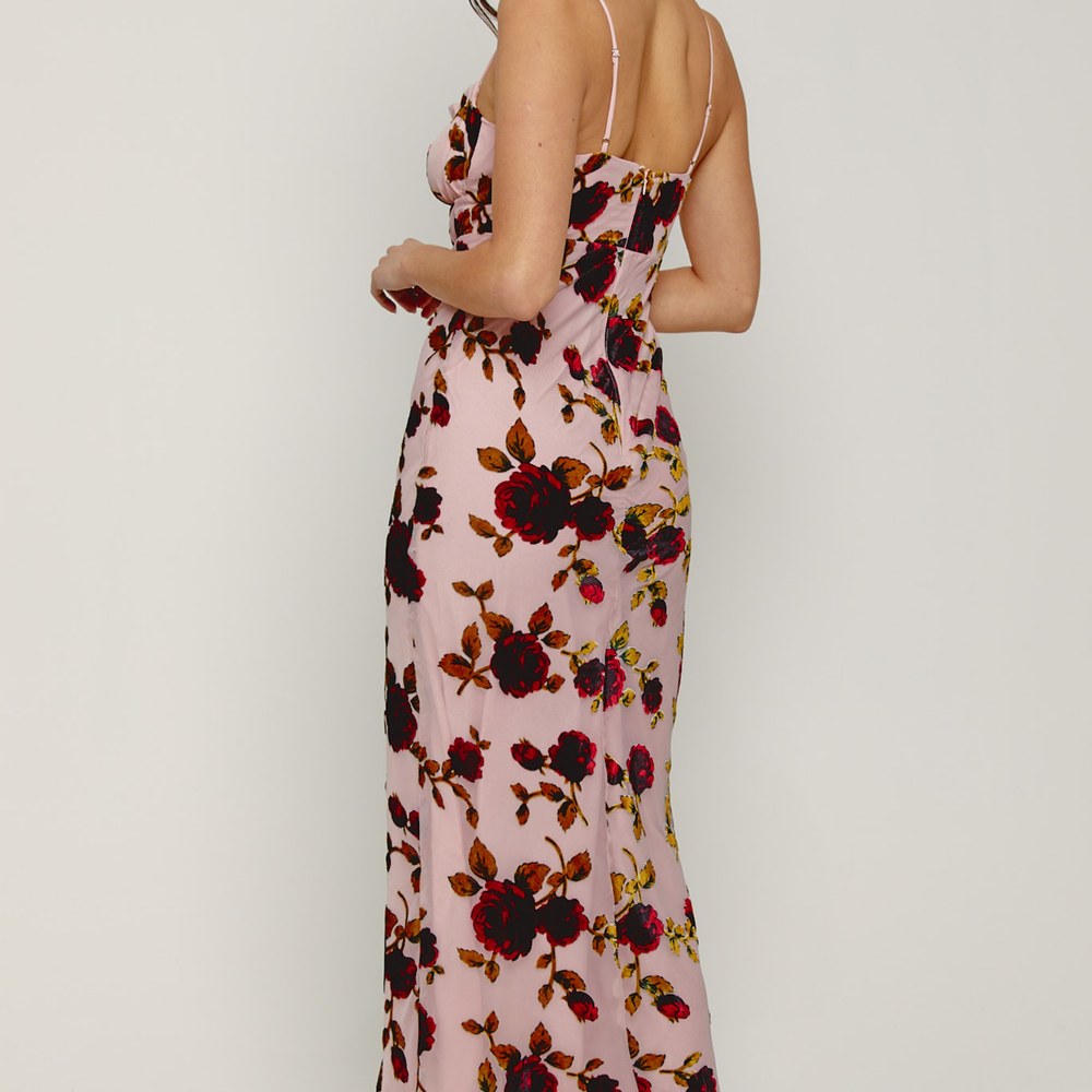 
                      
                        Pink Tie Front Detail Devore Maxi Dress
                      
                    