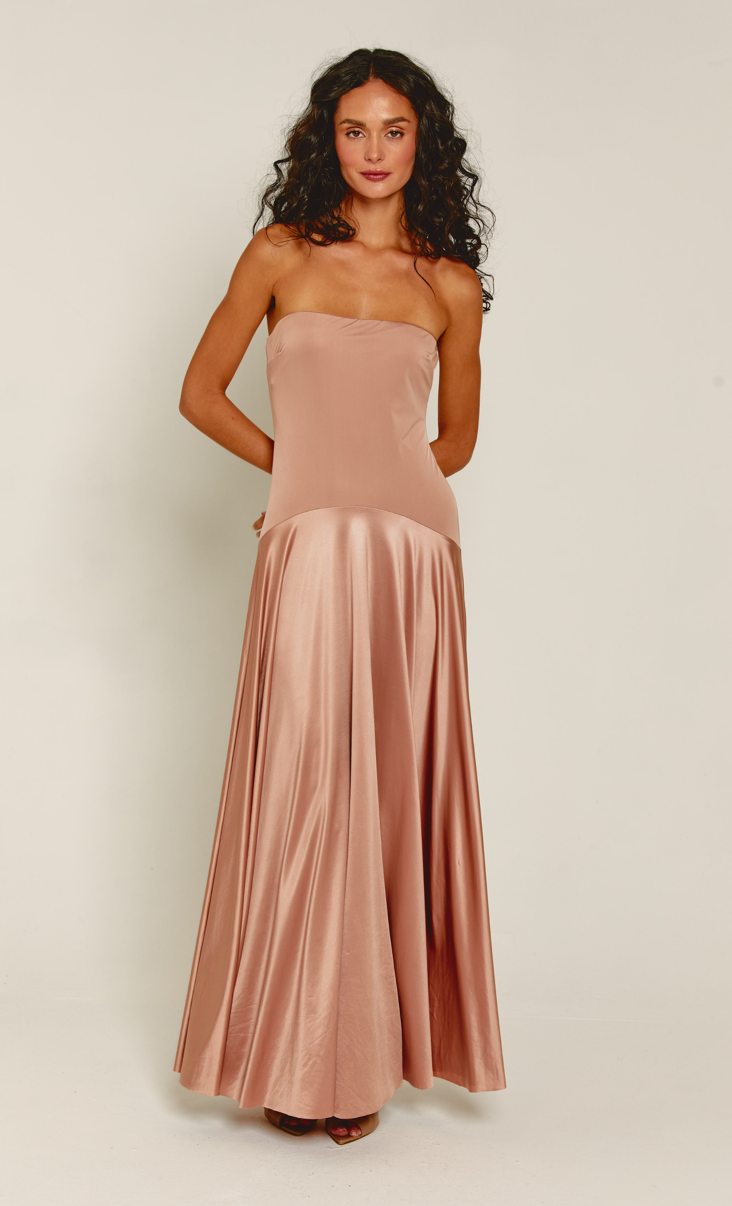 RARE London Women's RARE London Women's Blush Curved Drop Waist Bandeau Maxi Dress 6 RARE London Women's RARE London Women's Blush Curved Drop Waist Bandeau Maxi Dress 6