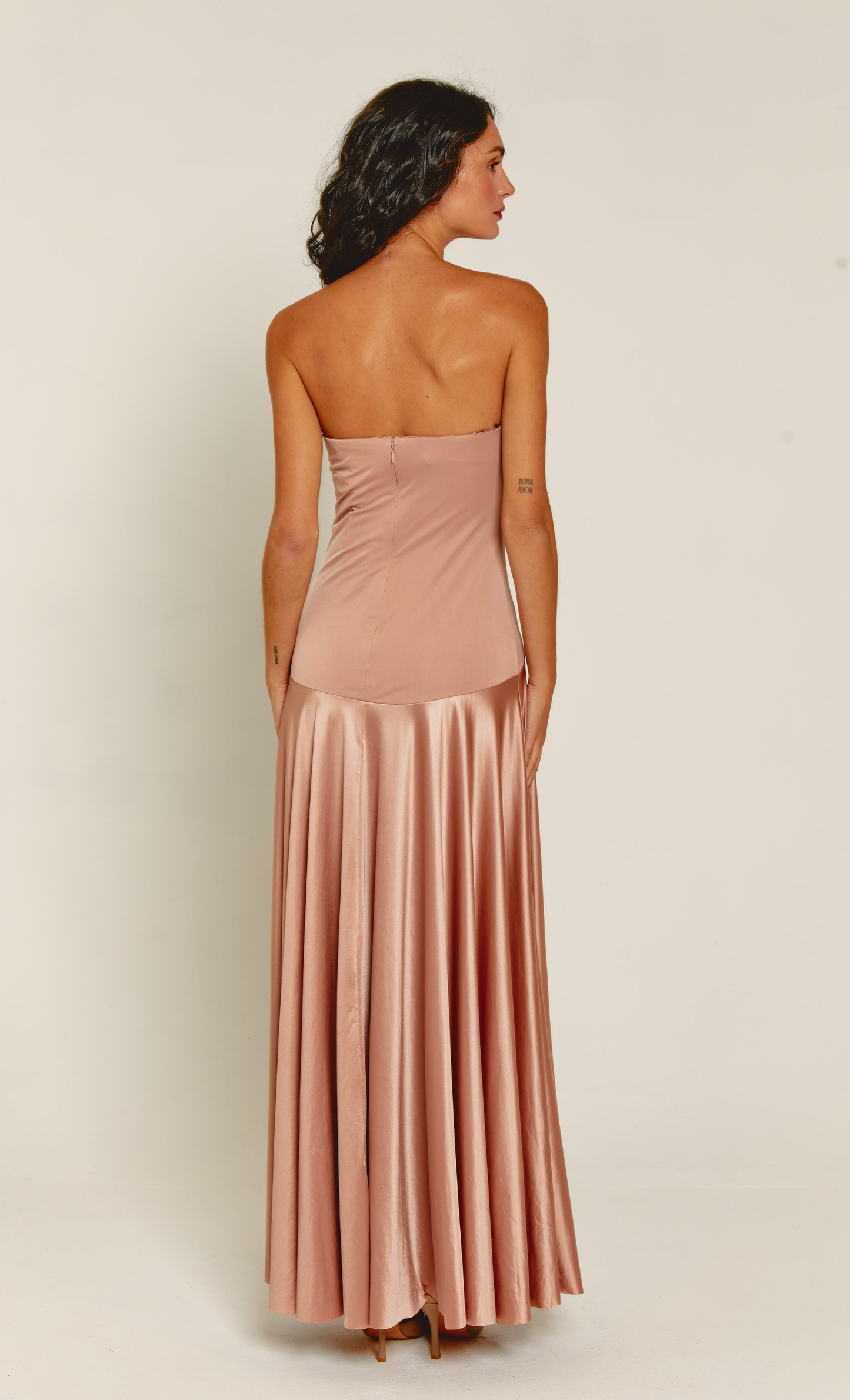Rare London Women's Blush Curved Drop Waist Bandeau Maxi Dress 6 Rare London Women's Blush Curved Drop Waist Bandeau Maxi Dress 6