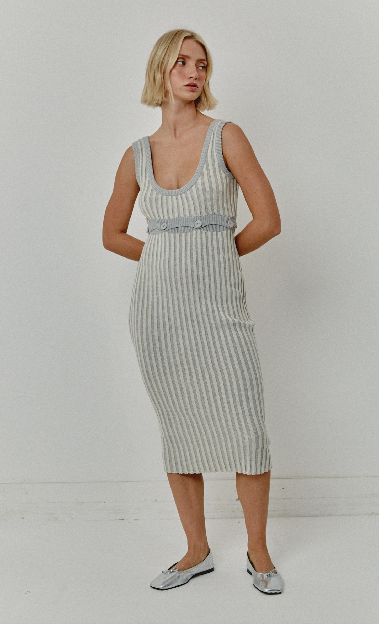Cream Knitted Midi Dress