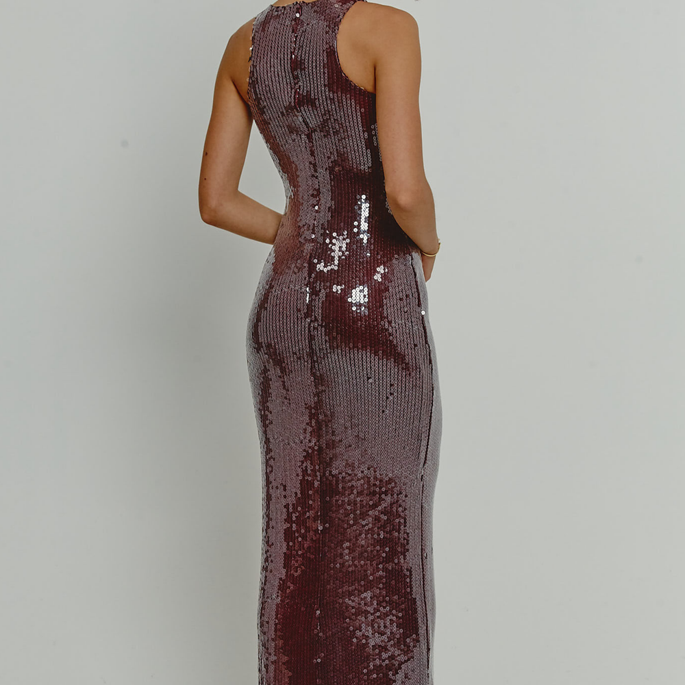 
                      
                        Wine Sequin Racerback Maxi Dress
                      
                    