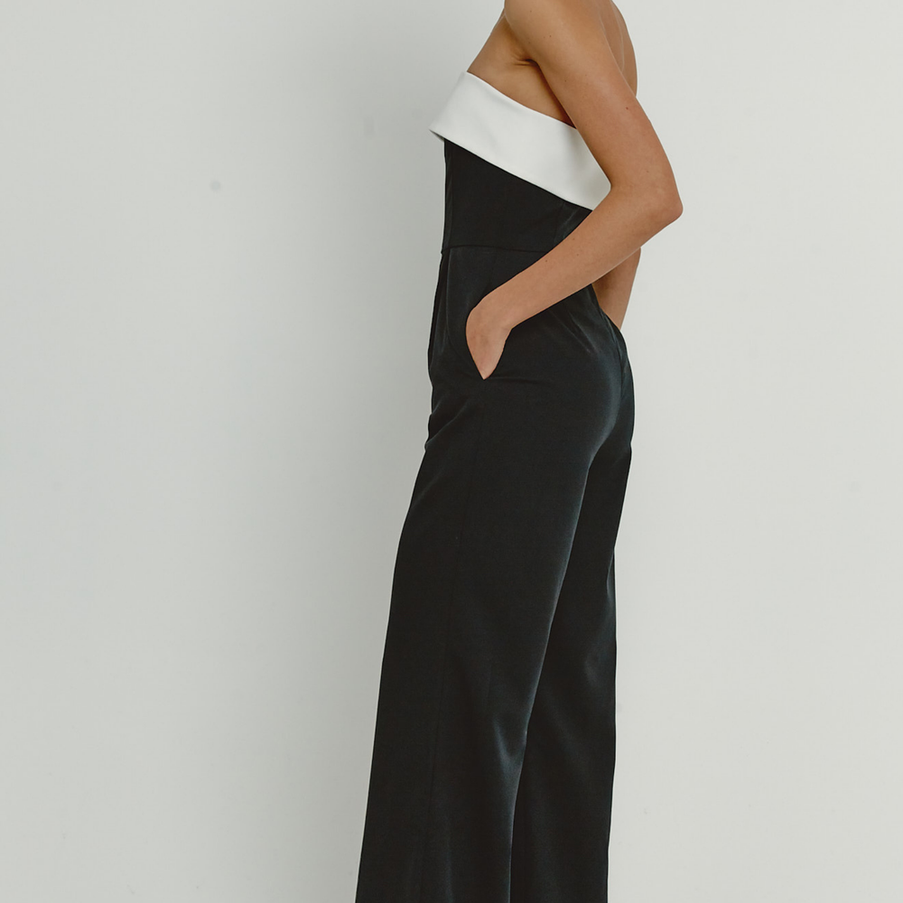 
                      
                        Black Bandeau Fold Detail Jumpsuit
                      
                    