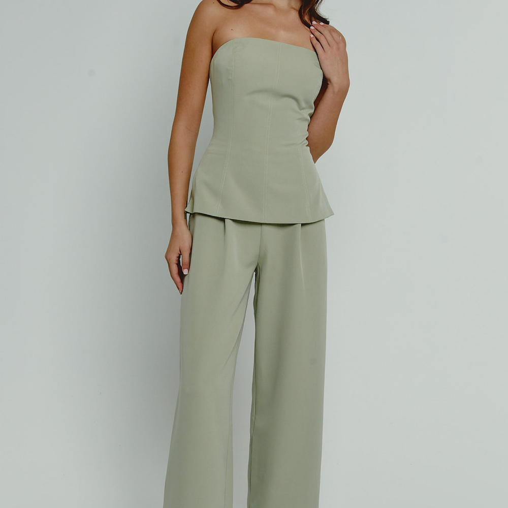 Olive Tailored Longline Bandeau Jumpsuit