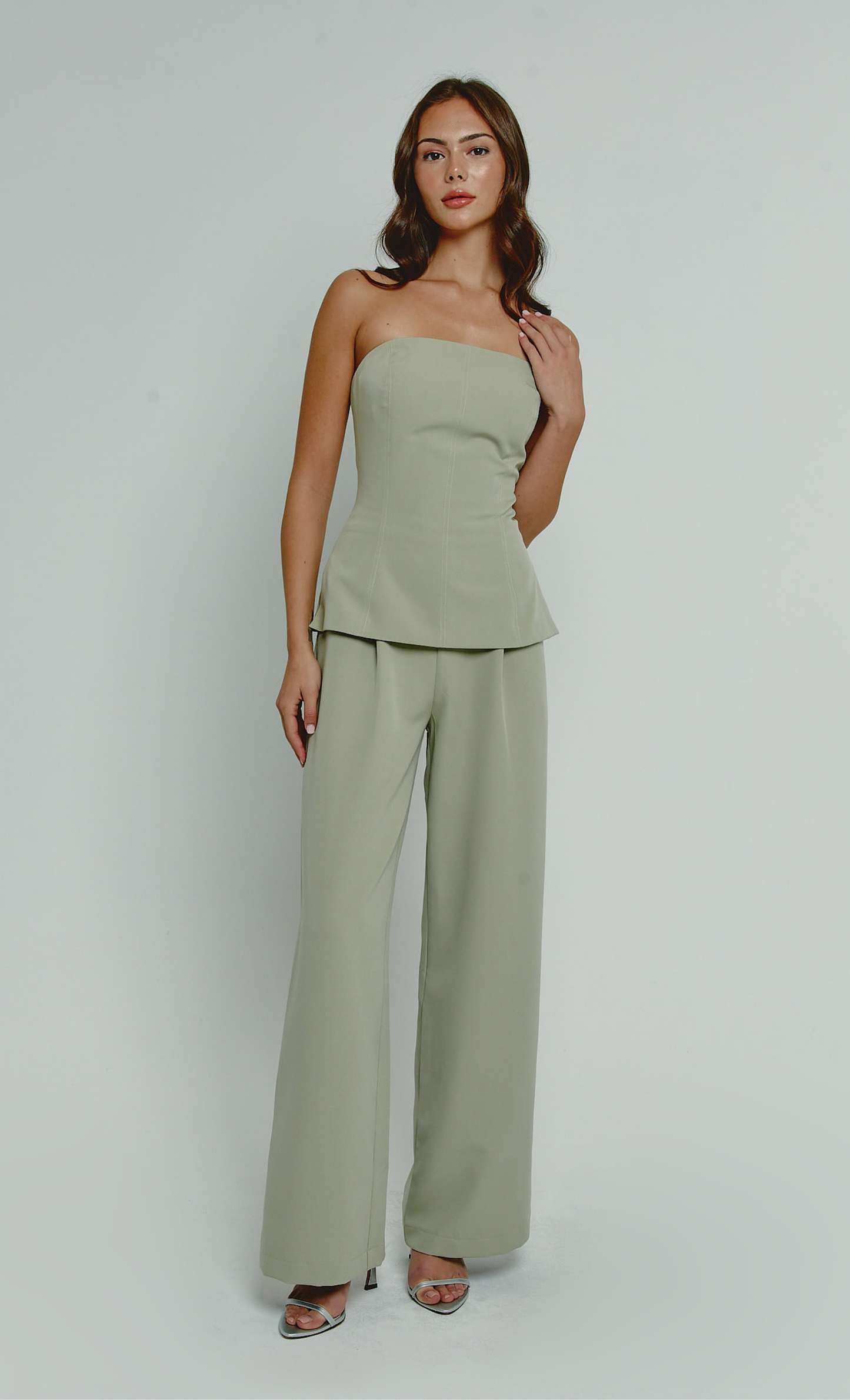 Olive Tailored Longline Bandeau Jumpsuit