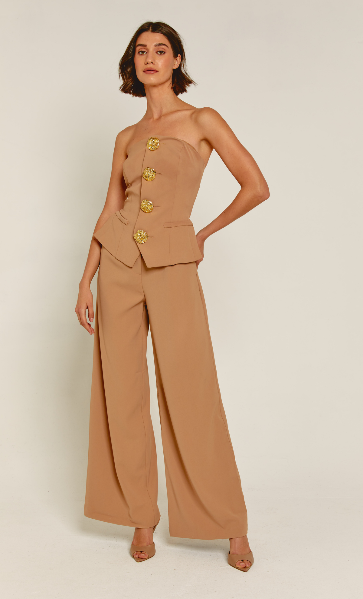 Tailored Bandeau Jumpsuit PRN156-BEIGE-10