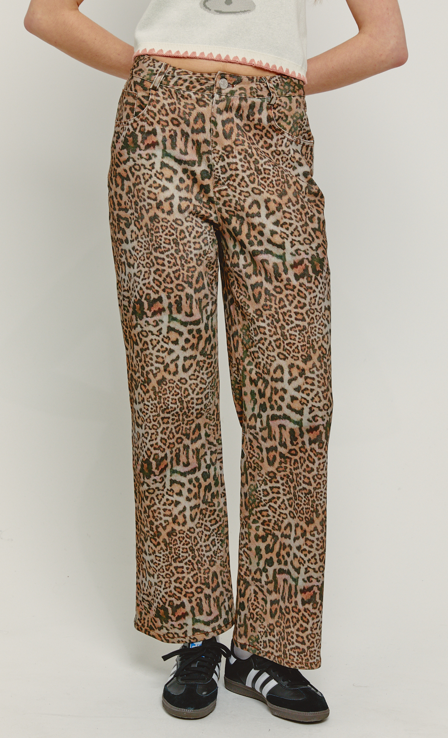 Leopard Print Relaxed Fit Jeans