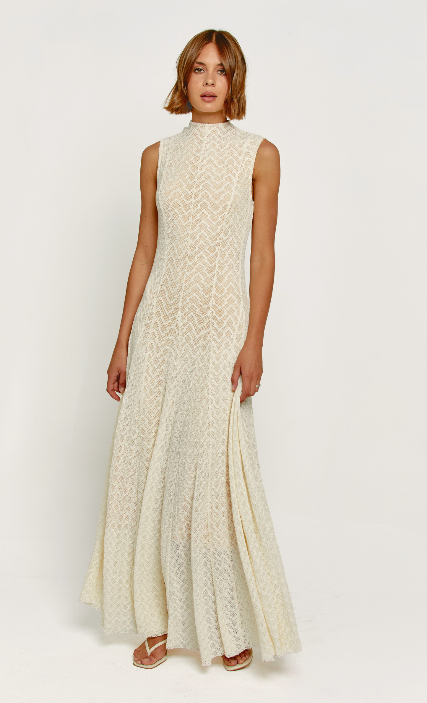 Rare London Women's Cream Knit High Neck Maxi Dress 8 Rare London Women's Cream Knit High Neck Maxi Dress 8